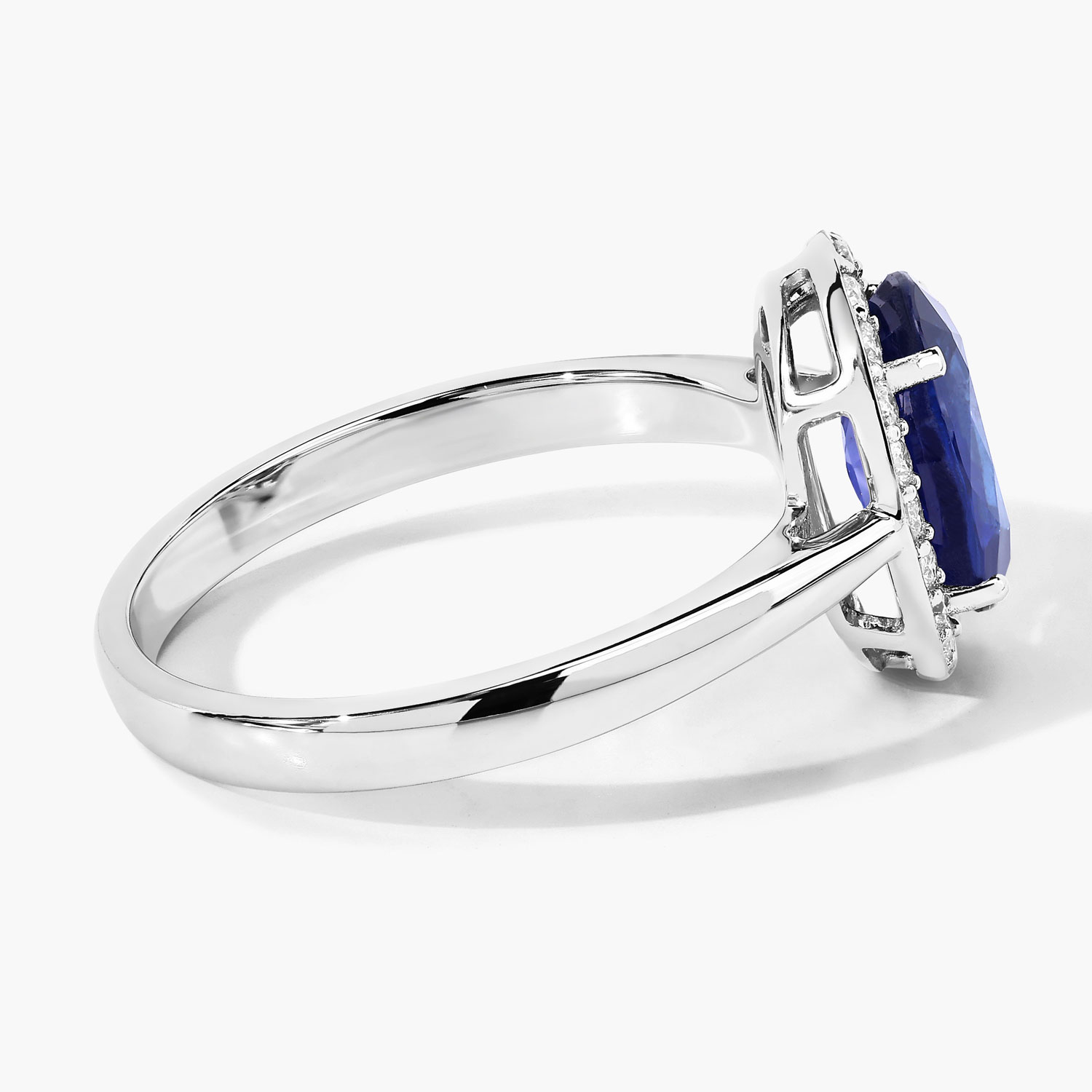 2.30 Carat Genuine Ceylon Blue Sapphire and White Diamond 18K White Gold Ring 2.30 C.T.W 18K white gold - view 3