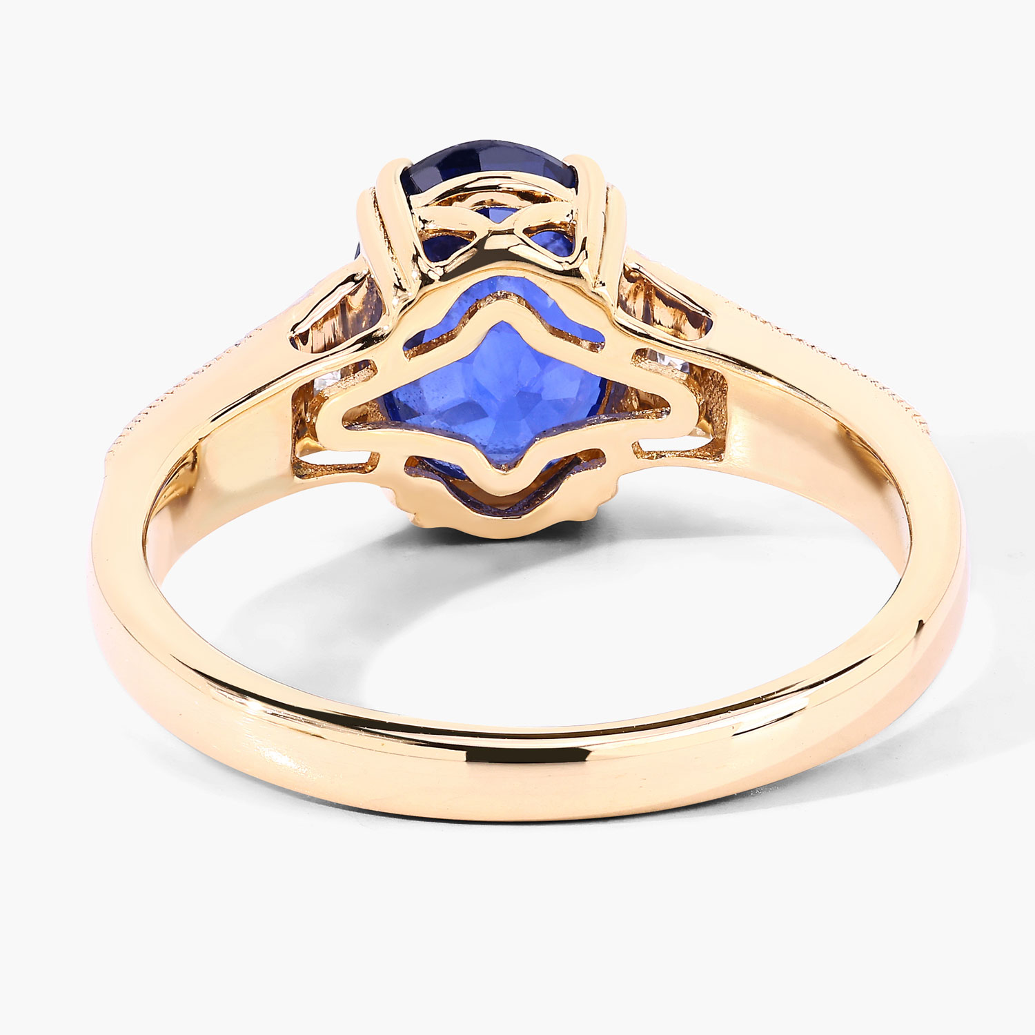 3.07 Carat Genuine Ceylon Blue Sapphire and White Diamond 18K Yellow Gold Ring 3.07 C.T.W 18K yellow or white gold - view 5