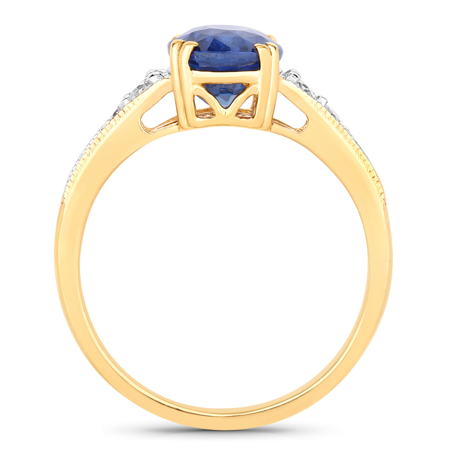 3.07 Carat Genuine Ceylon Blue Sapphire and White Diamond 18K Yellow Gold Ring 3.07 C.T.W 18K yellow or white gold - view 2