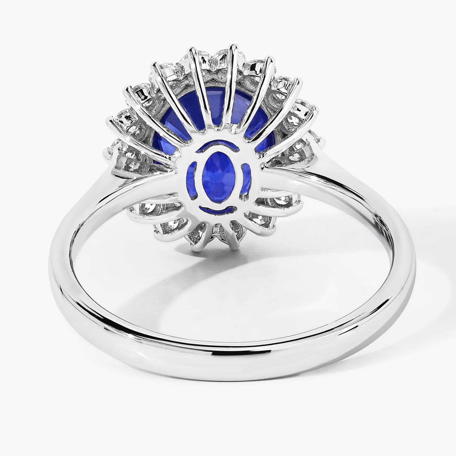 3.48 Carat Genuine Ceylon Blue Sapphire and White Diamond 18K White Gold Ring 3.48 C.T.W 18K white gold - view 5