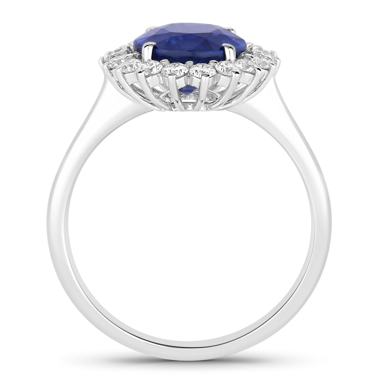 3.48 Carat Genuine Ceylon Blue Sapphire and White Diamond 18K White Gold Ring 3.48 C.T.W 18K white gold - view 3