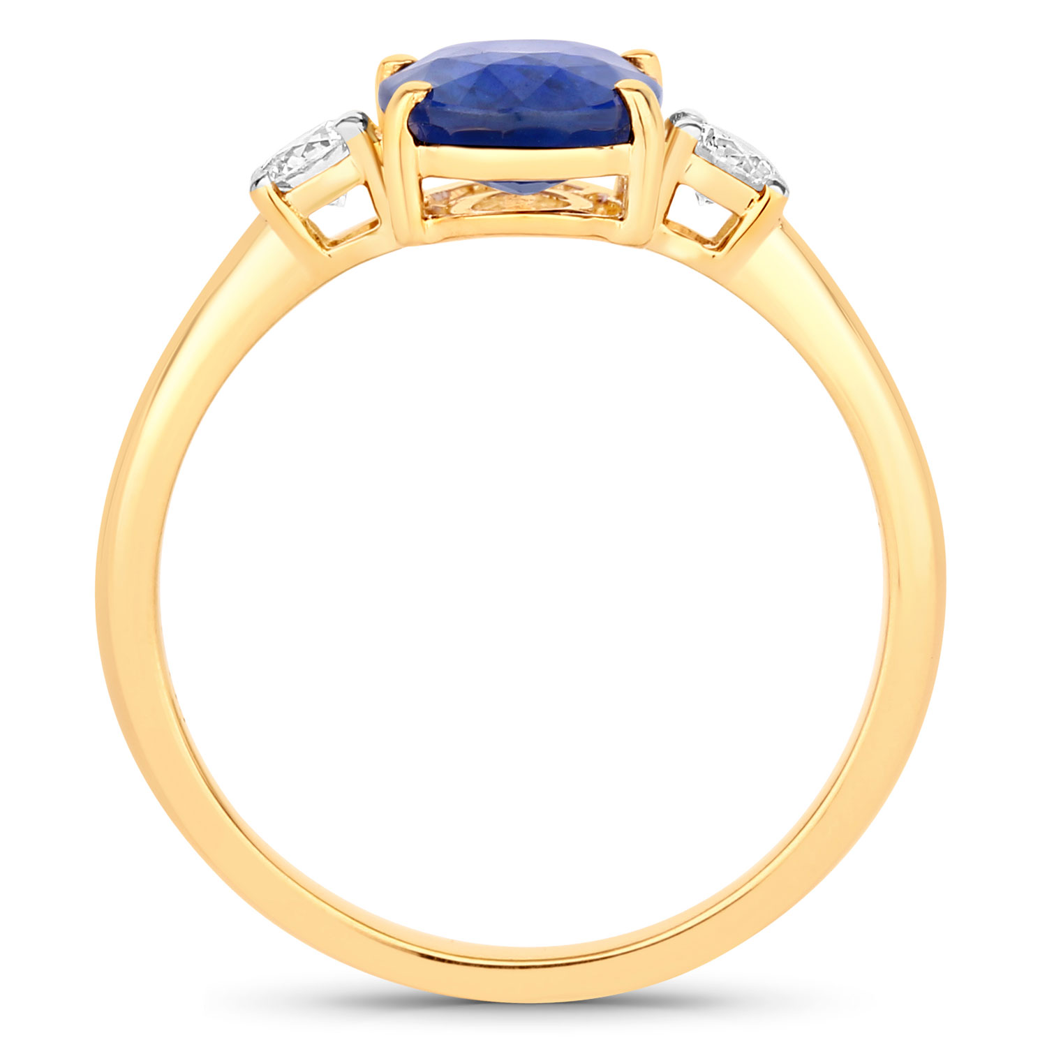 2.33 Carat Genuine Ceylon Blue Sapphire and White Diamond 18K Yellow Gold Ring 2.33 C.T.W 18K yellow gold - view 3