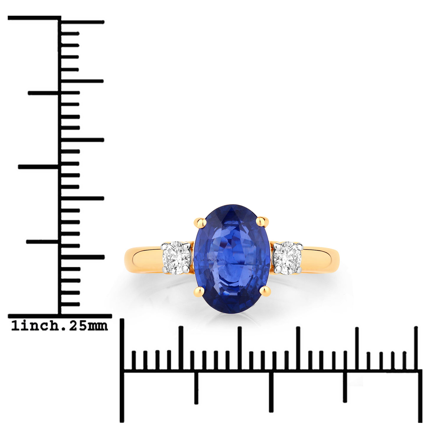 2.33 Carat Genuine Ceylon Blue Sapphire and White Diamond 18K Yellow Gold Ring 2.33 C.T.W 18K yellow gold - view 2