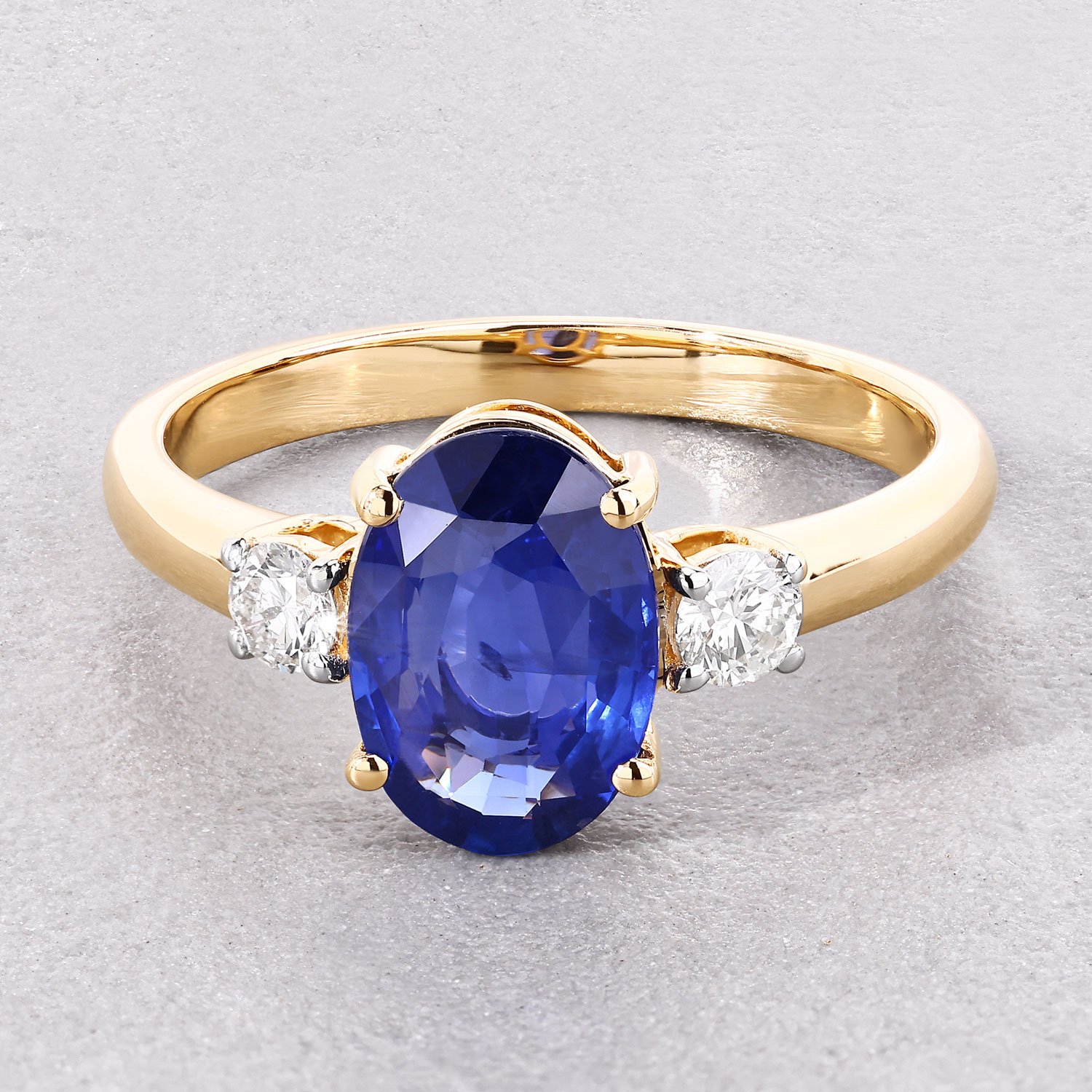 2.33 Carat Genuine Ceylon Blue Sapphire and White Diamond 18K Yellow Gold Ring 2.33 C.T.W 18K yellow gold - view 6