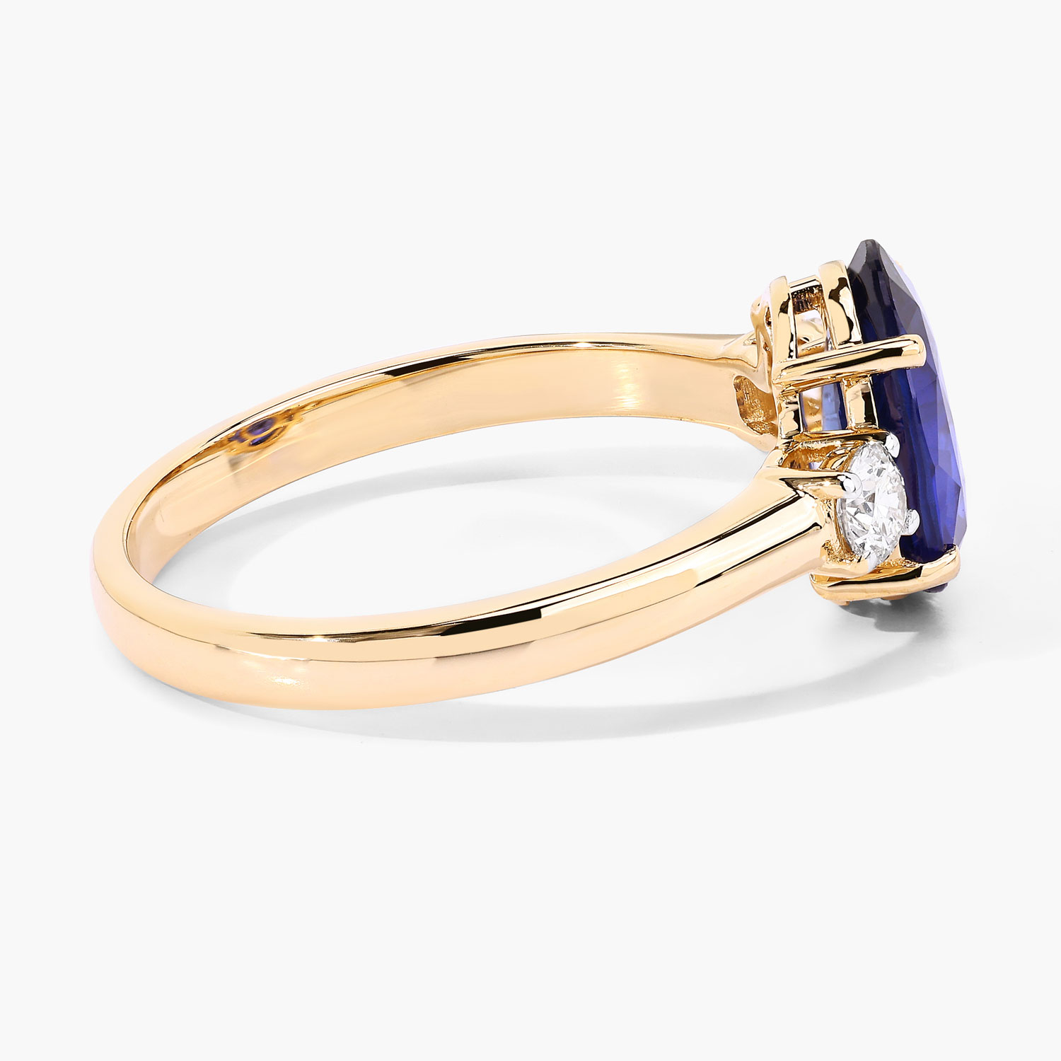 2.33 Carat Genuine Ceylon Blue Sapphire and White Diamond 18K Yellow Gold Ring 2.33 C.T.W 18K yellow gold - view 4
