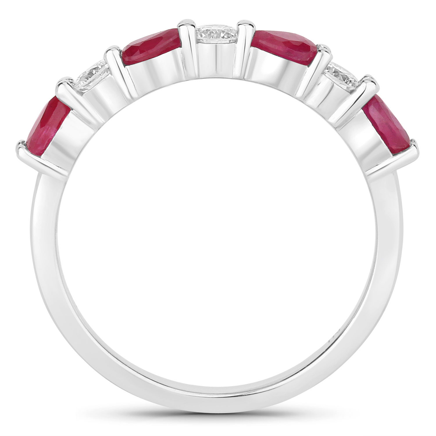 0.98 Carat Genuine Mozambique Ruby and Lab Grown Diamond .925 Sterling Silver Ring 0.98 C.T.W Sterling Silver - view 3