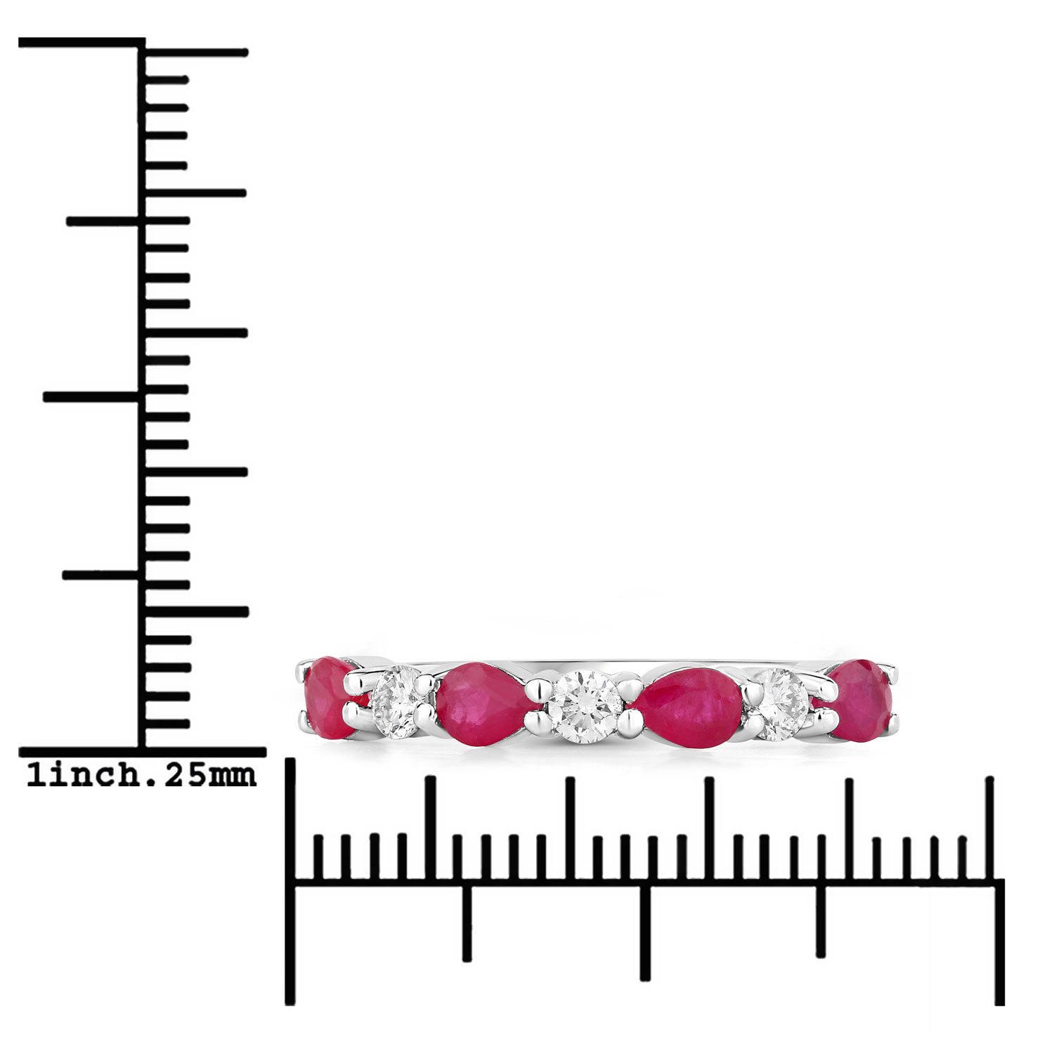 0.98 Carat Genuine Mozambique Ruby and Lab Grown Diamond .925 Sterling Silver Ring 0.98 C.T.W Sterling Silver - view 2