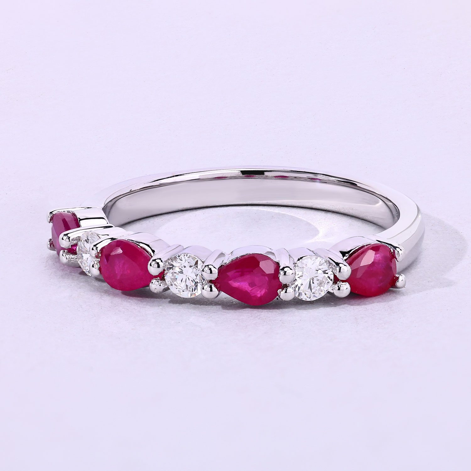 0.98 Carat Genuine Mozambique Ruby and Lab Grown Diamond .925 Sterling Silver Ring 0.98 C.T.W Sterling Silver - view 6
