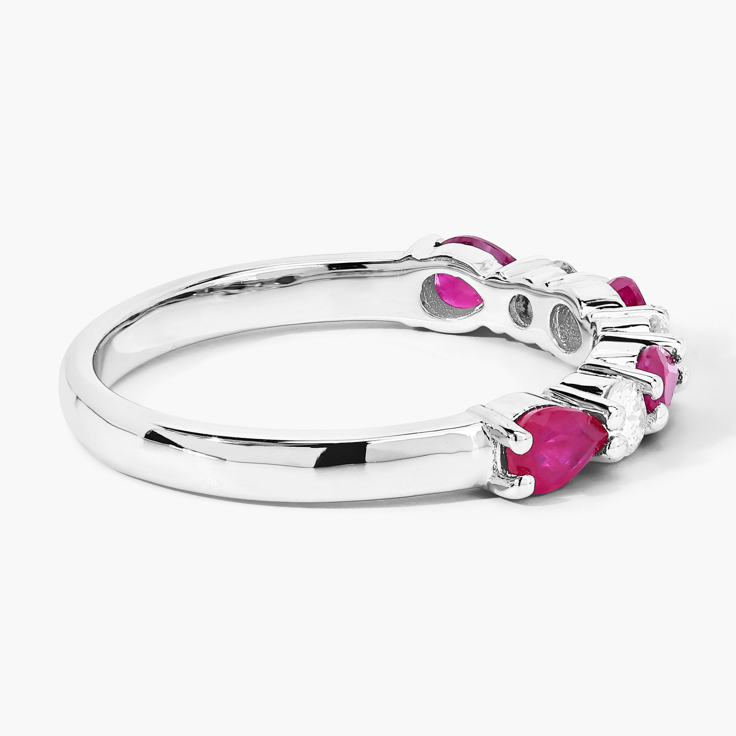 0.98 Carat Genuine Mozambique Ruby and Lab Grown Diamond .925 Sterling Silver Ring 0.98 C.T.W Sterling Silver - view 4