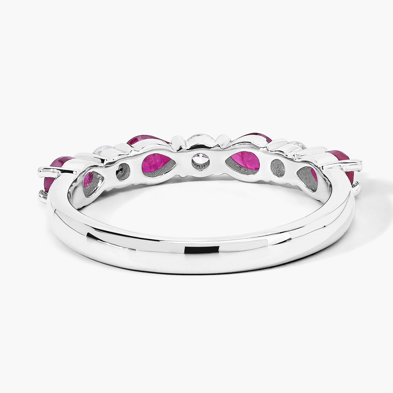 0.98 Carat Genuine Mozambique Ruby and Lab Grown Diamond .925 Sterling Silver Ring 0.98 C.T.W Sterling Silver - view 5