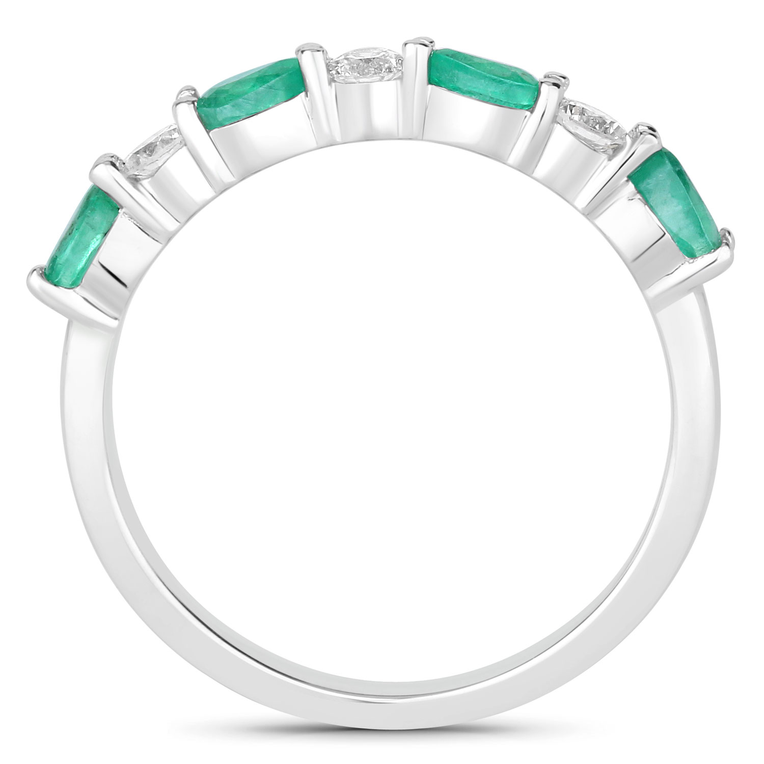 0.74 Carat Genuine Zambian Emerald and Lab Grown Diamond .925 Sterling Silver Ring 0.74 C.T.W Sterling Silver - view 6