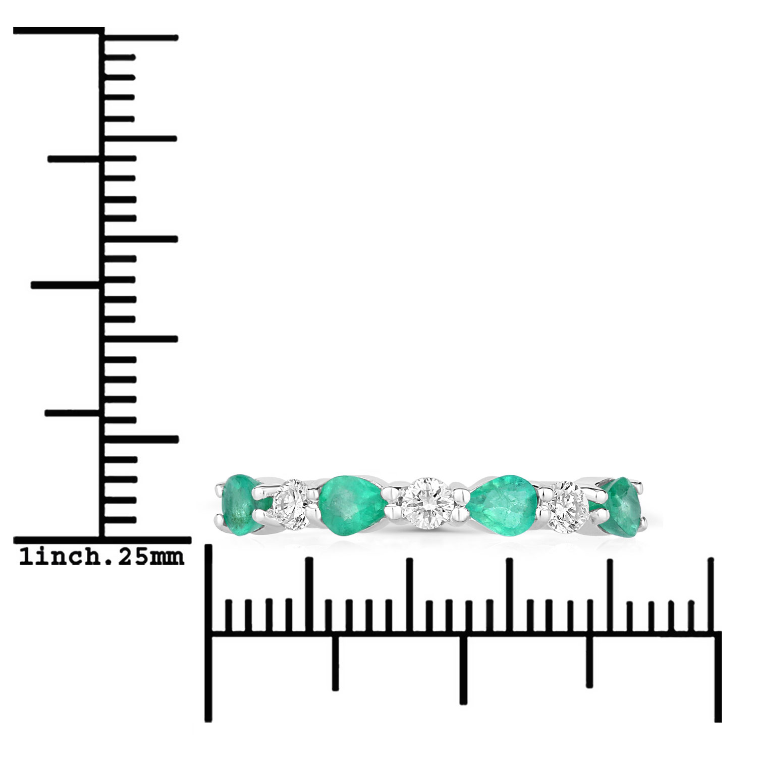 0.74 Carat Genuine Zambian Emerald and Lab Grown Diamond .925 Sterling Silver Ring 0.74 C.T.W Sterling Silver - view 7
