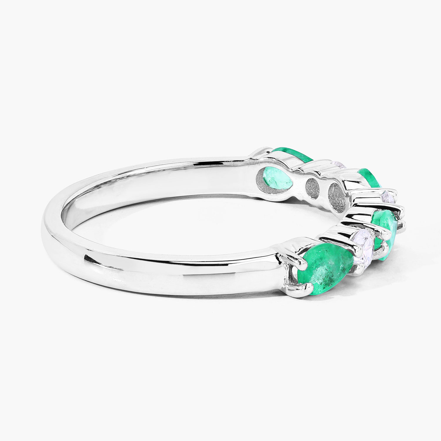0.74 Carat Genuine Zambian Emerald and Lab Grown Diamond .925 Sterling Silver Ring 0.74 C.T.W Sterling Silver - view 4