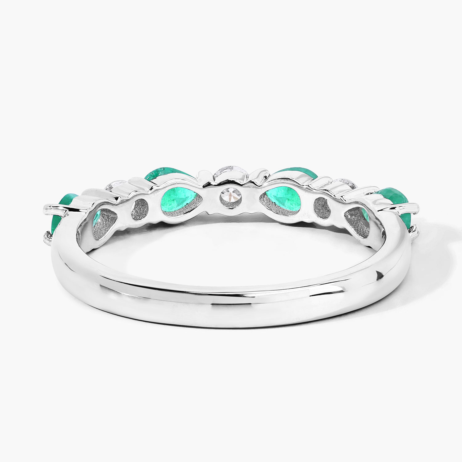 0.74 Carat Genuine Zambian Emerald and Lab Grown Diamond .925 Sterling Silver Ring 0.74 C.T.W Sterling Silver - view 5