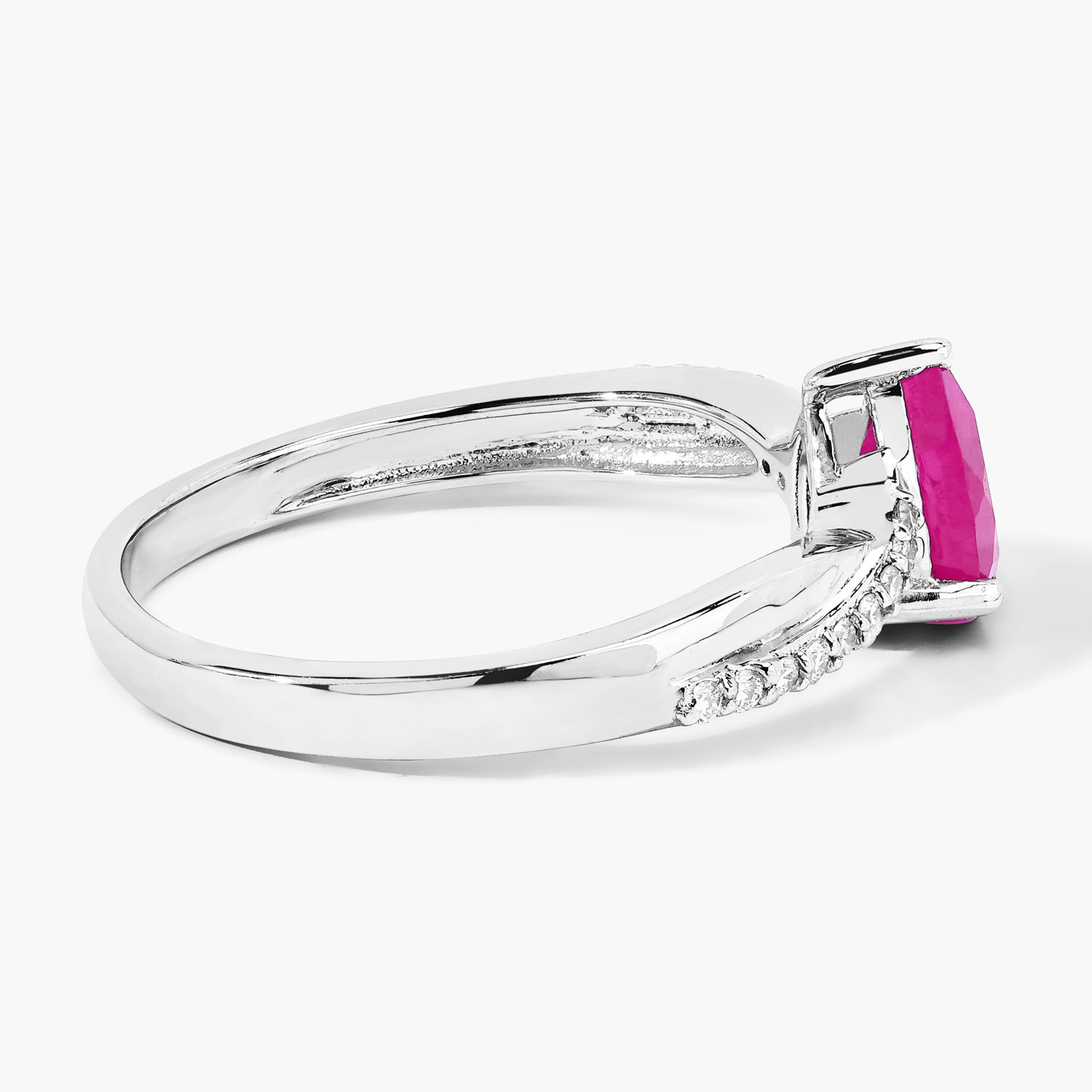 0.94 Carat Genuine Mozambique Ruby and Lab Grown Diamond .925 Sterling Silver Ring 0.94 C.T.W Sterling Silver - view 4
