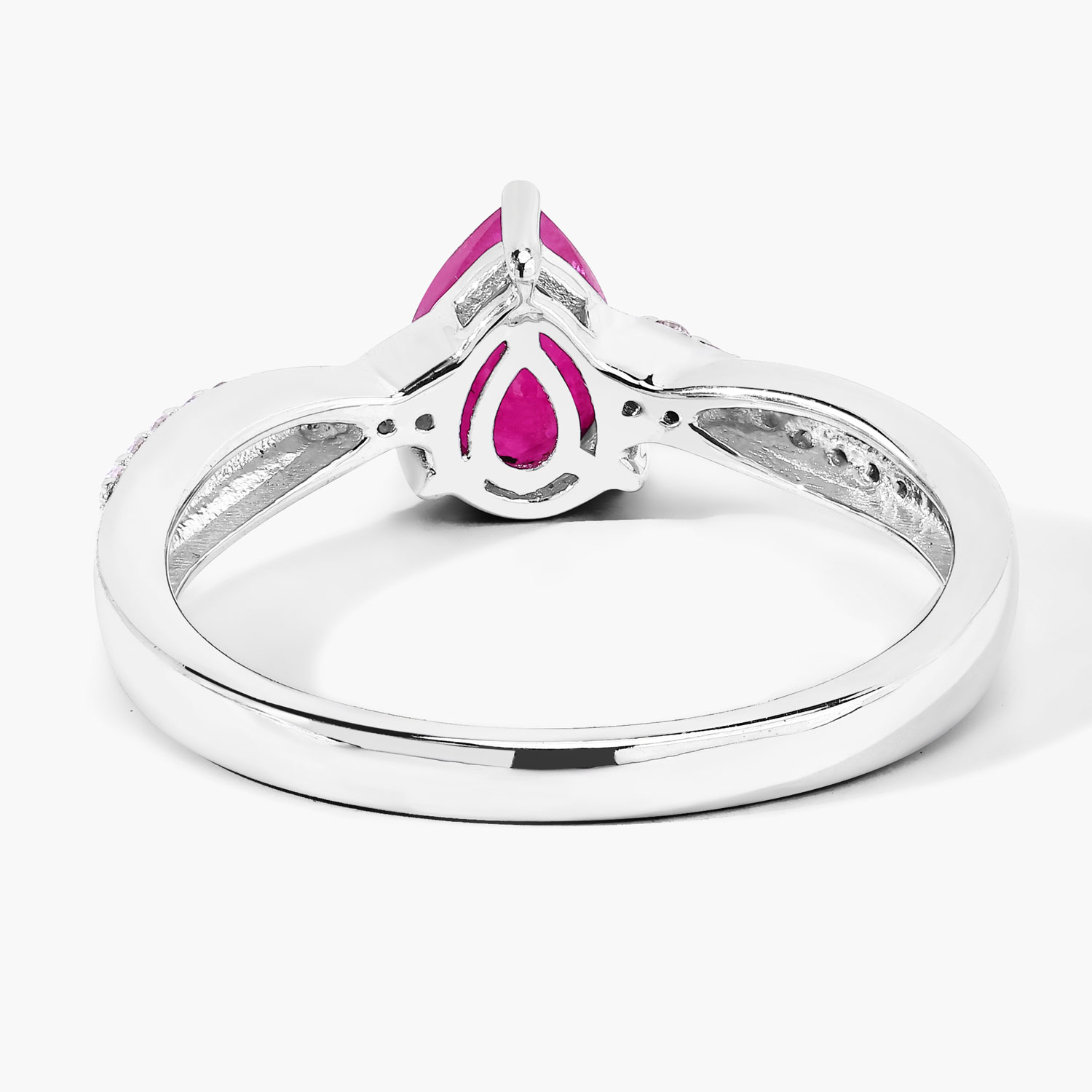 0.94 Carat Genuine Mozambique Ruby and Lab Grown Diamond .925 Sterling Silver Ring 0.94 C.T.W Sterling Silver - view 5