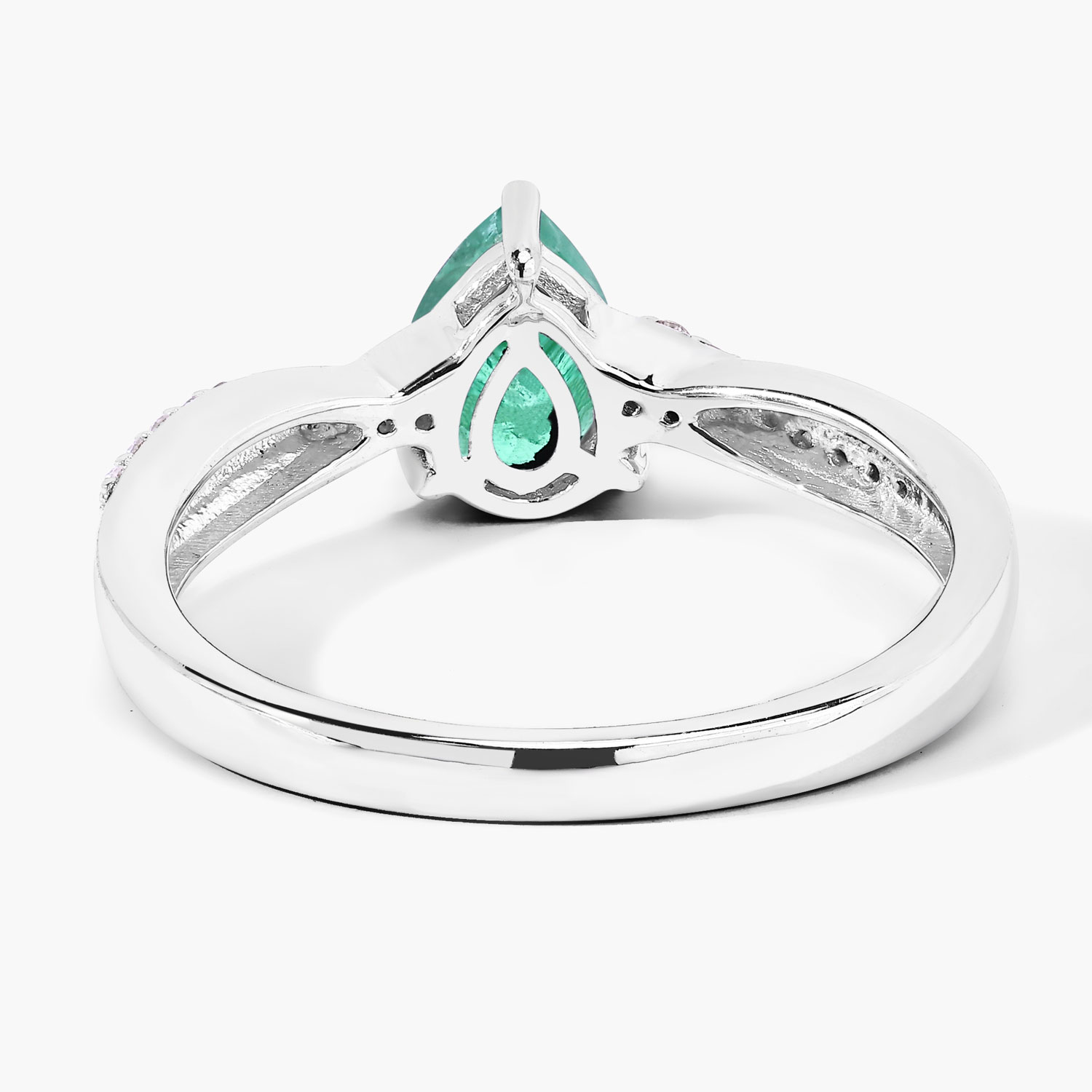 0.79 Carat Genuine Zambian Emerald and Lab Grown Diamond .925 Sterling Silver Ring 0.79 C.T.W Sterling Silver - view 7