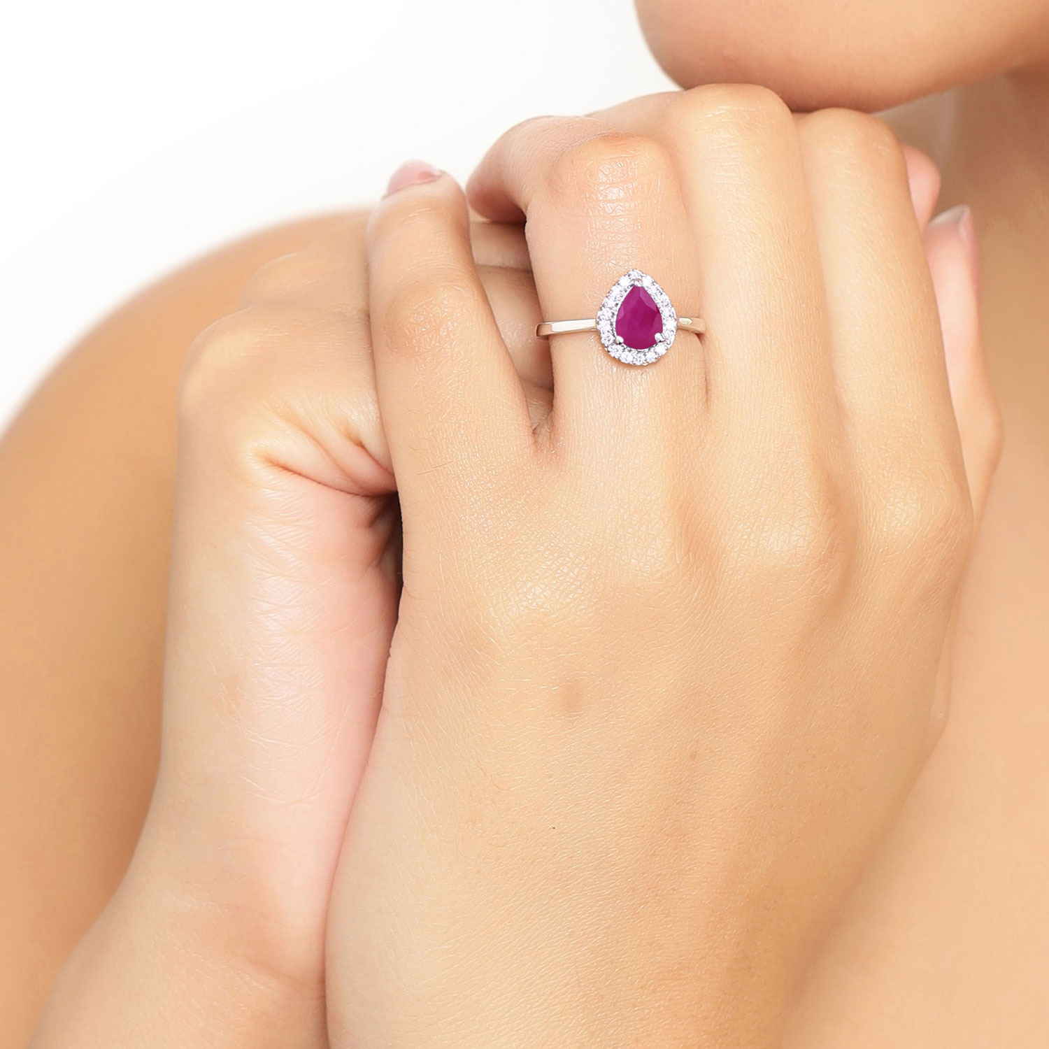 0.94 Carat Genuine Mozambique Ruby and Lab Grown Diamond .925 Sterling Silver Ring 0.94 C.T.W Sterling Silver - view 6