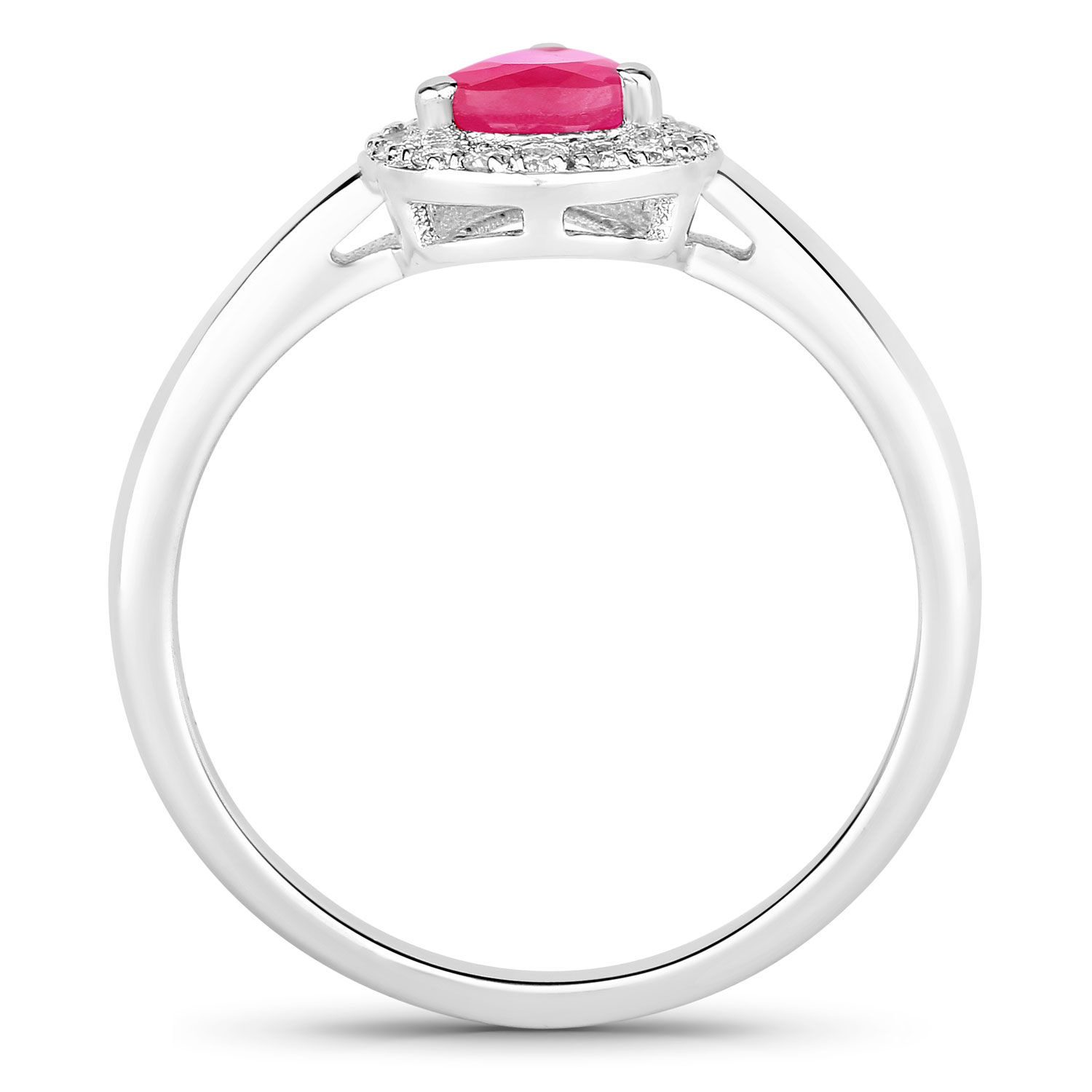 0.94 Carat Genuine Mozambique Ruby and Lab Grown Diamond .925 Sterling Silver Ring 0.94 C.T.W Sterling Silver - view 2