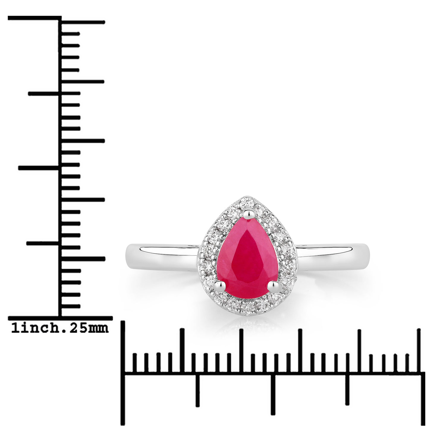 0.94 Carat Genuine Mozambique Ruby and Lab Grown Diamond .925 Sterling Silver Ring 0.94 C.T.W Sterling Silver - view 3