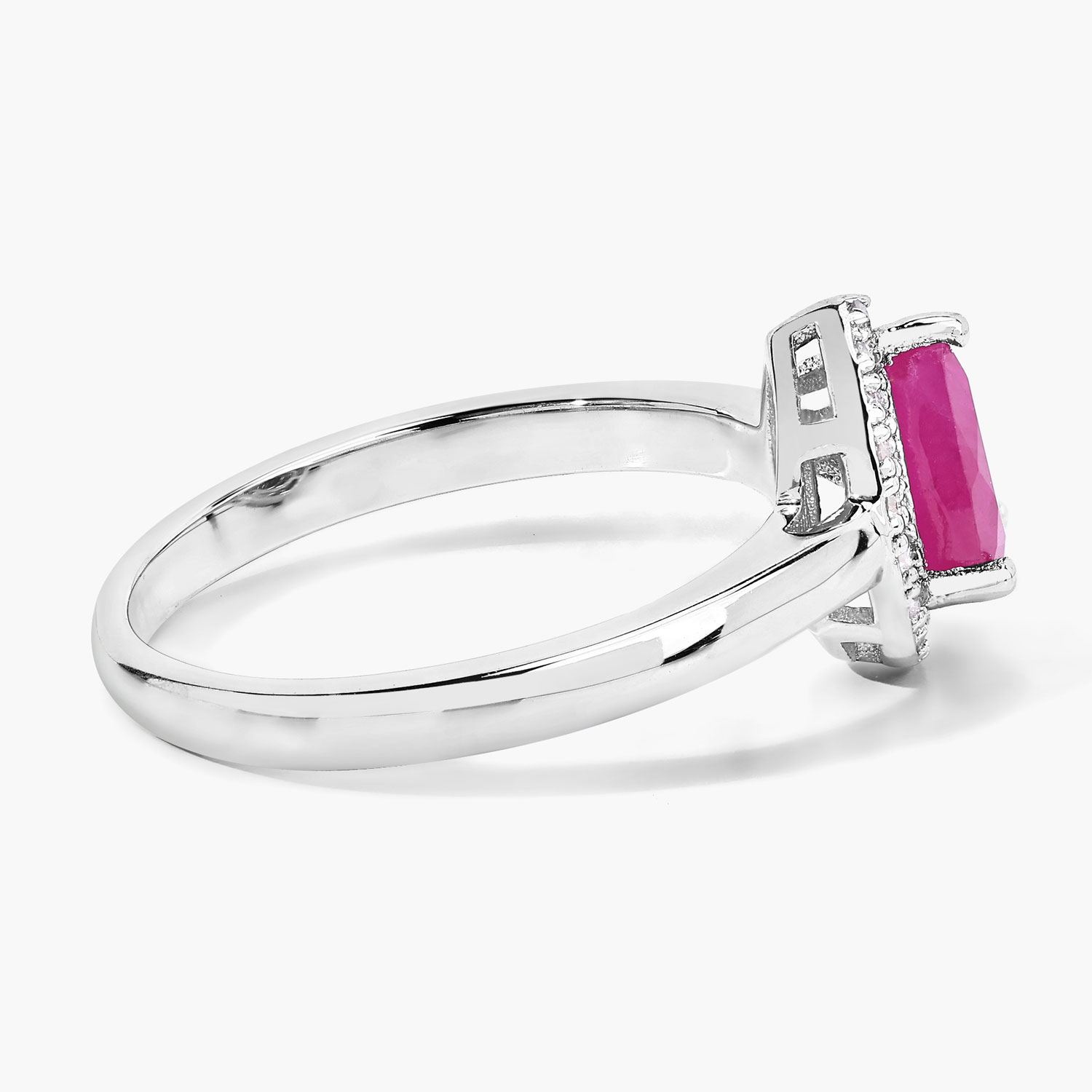 0.94 Carat Genuine Mozambique Ruby and Lab Grown Diamond .925 Sterling Silver Ring 0.94 C.T.W Sterling Silver - view 4