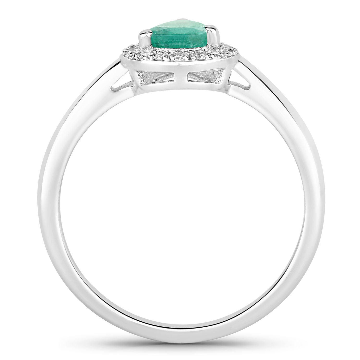 0.79 Carat Genuine Zambian Emerald and Lab Grown Diamond .925 Sterling Silver Ring 0.79 C.T.W Sterling Silver - view 7