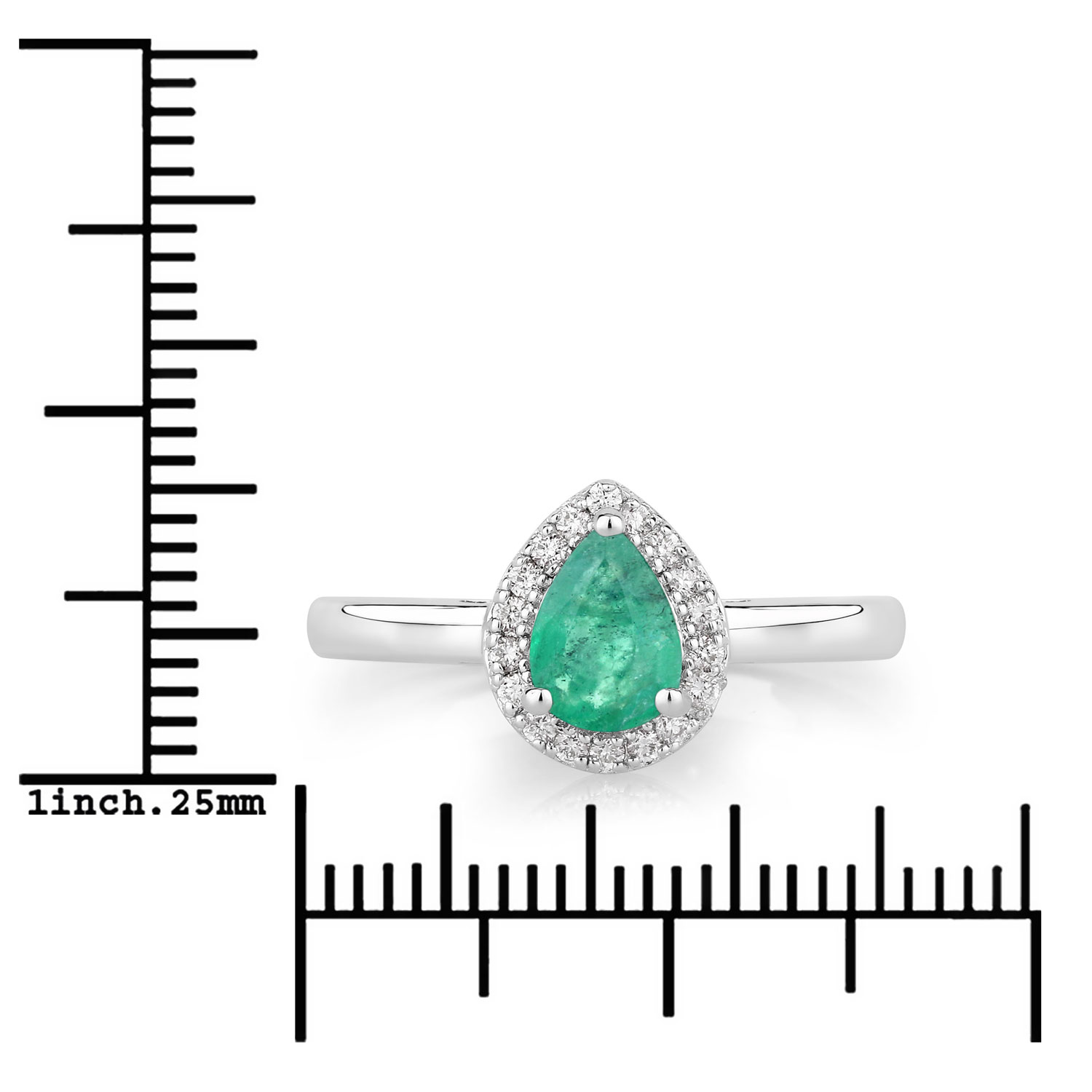 0.79 Carat Genuine Zambian Emerald and Lab Grown Diamond .925 Sterling Silver Ring 0.79 C.T.W Sterling Silver - view 6