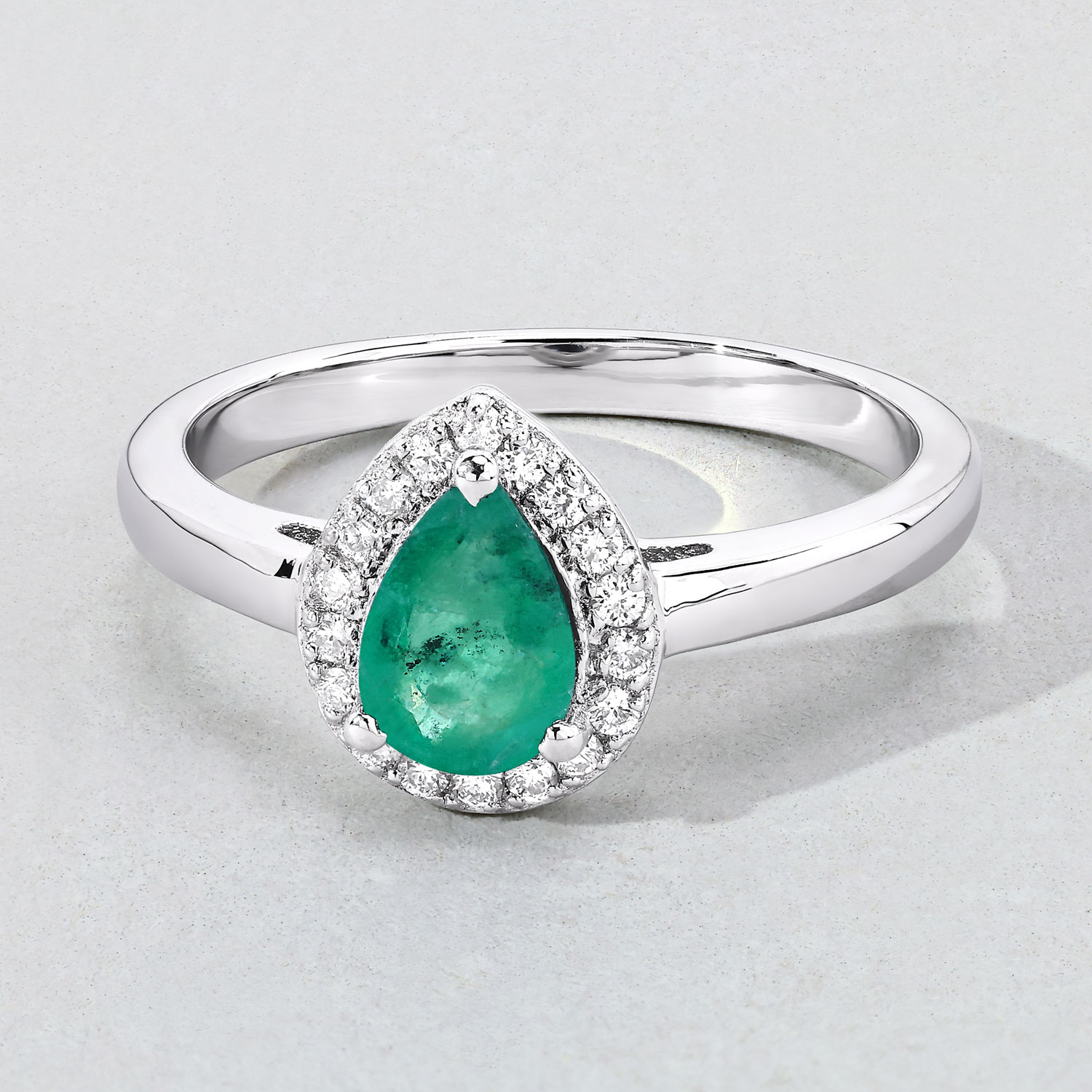0.79 Carat Genuine Zambian Emerald and Lab Grown Diamond .925 Sterling Silver Ring 0.79 C.T.W Sterling Silver - view 2