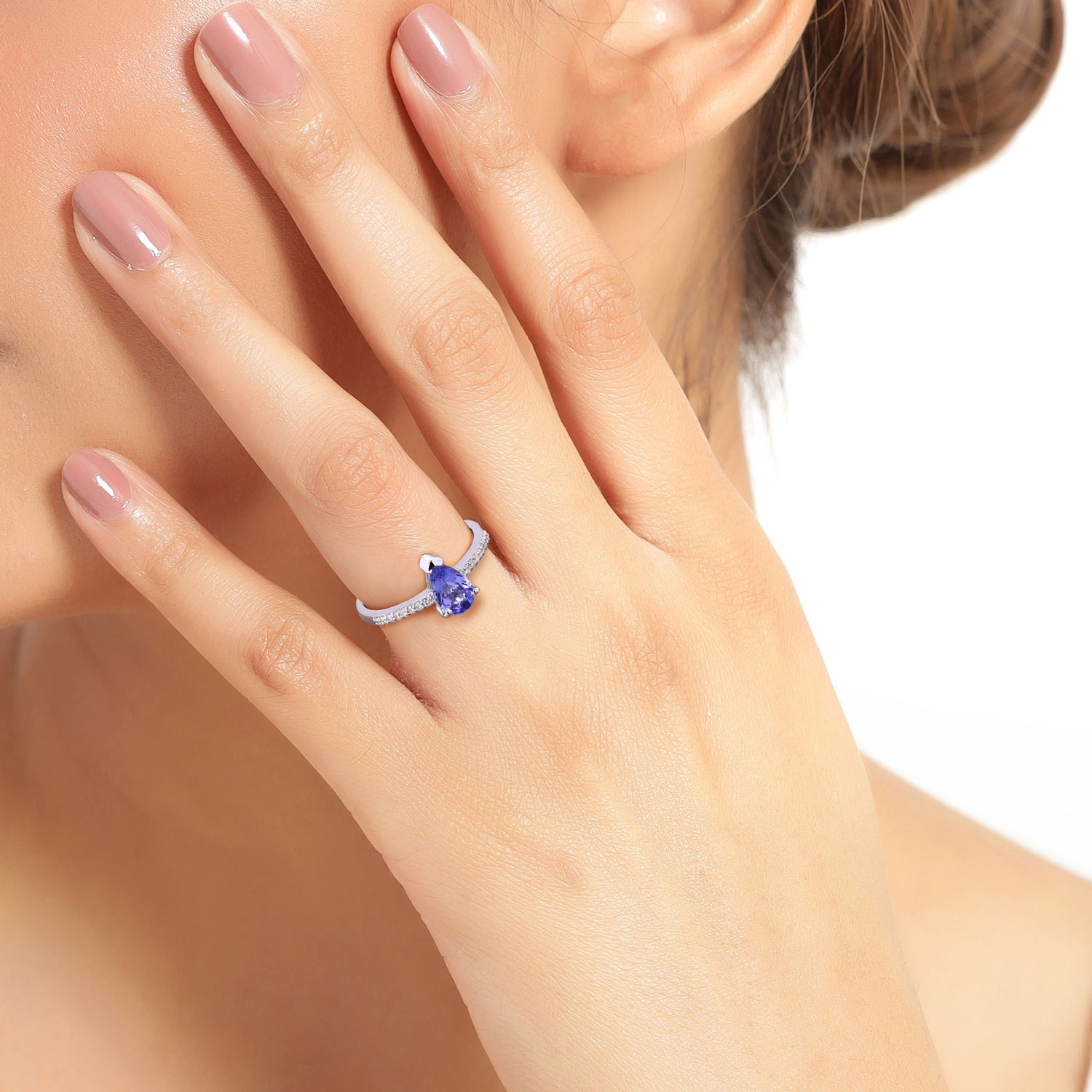 0.88 Carat Genuine Tanzanite and Lab Grown Diamond .925 Sterling Silver Ring 0.88 C.T.W Sterling Silver - view 7