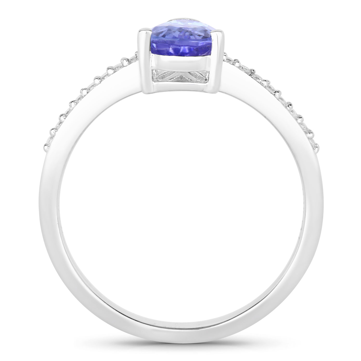 0.88 Carat Genuine Tanzanite and Lab Grown Diamond .925 Sterling Silver Ring 0.88 C.T.W Sterling Silver - view 2