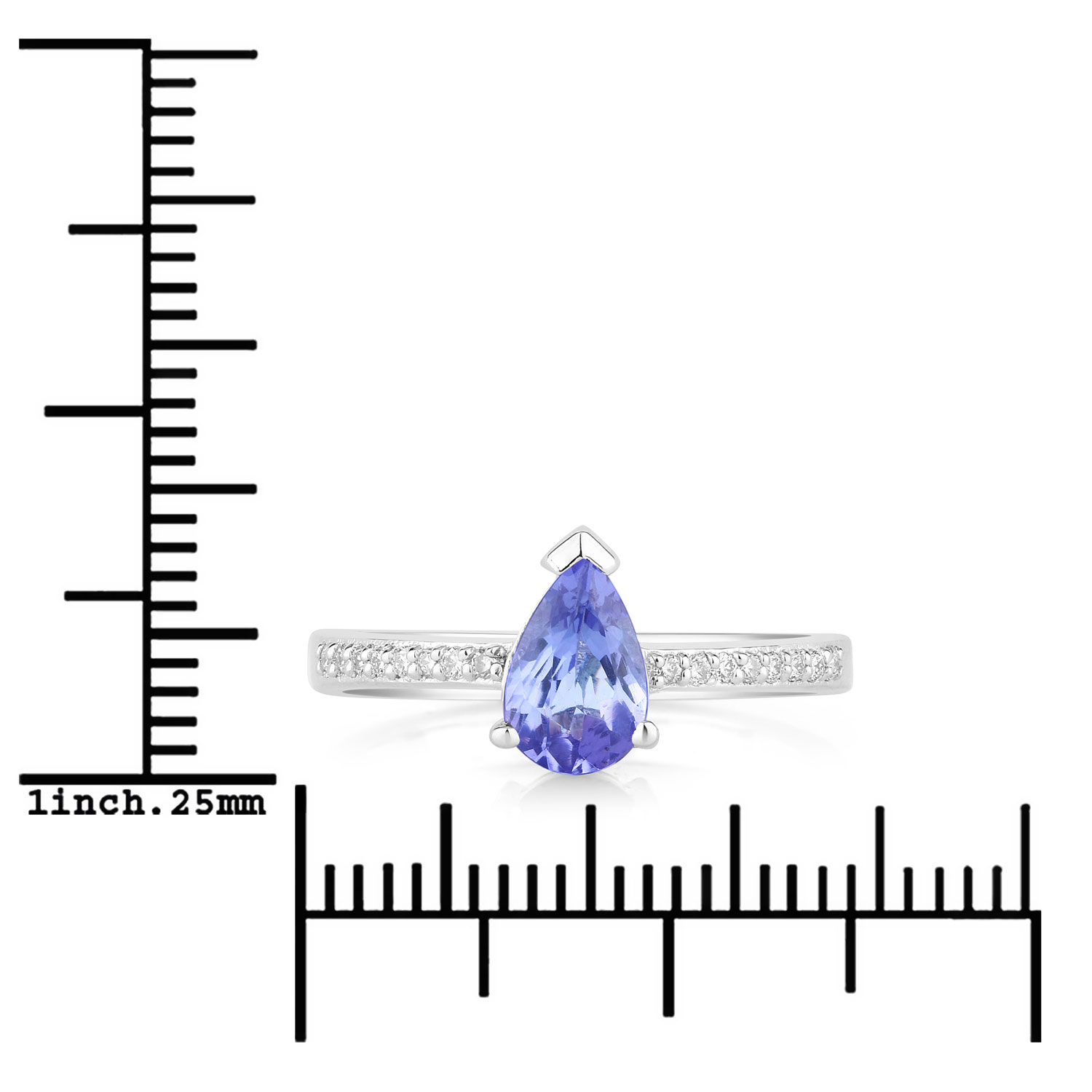 0.88 Carat Genuine Tanzanite and Lab Grown Diamond .925 Sterling Silver Ring 0.88 C.T.W Sterling Silver - view 3