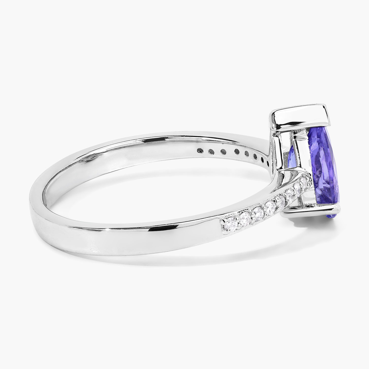 0.88 Carat Genuine Tanzanite and Lab Grown Diamond .925 Sterling Silver Ring 0.88 C.T.W Sterling Silver - view 4