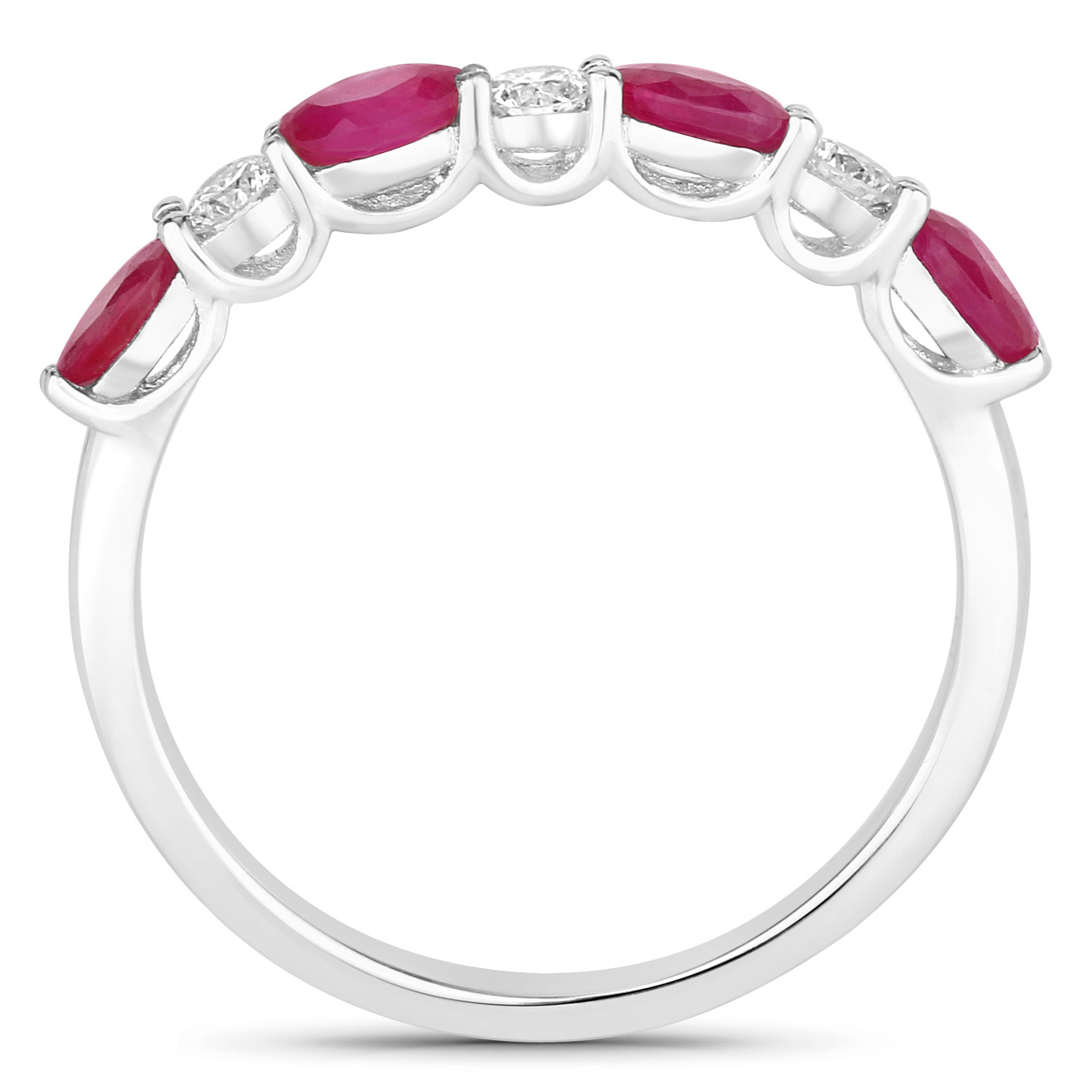 0.98 Carat Genuine Mozambique Ruby and Lab Grown Diamond .925 Sterling Silver Ring 0.98 C.T.W Sterling Silver - view 4
