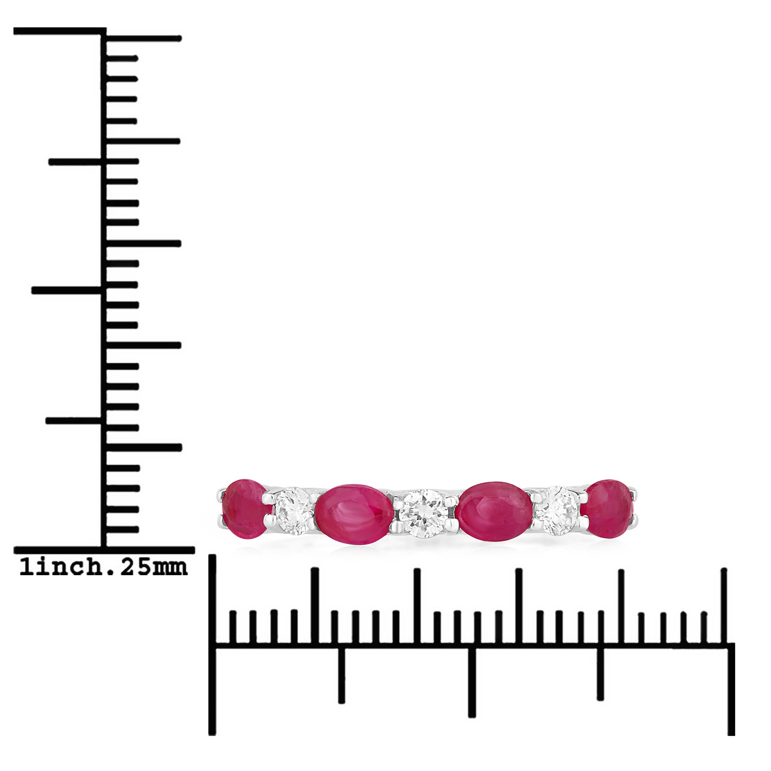 0.98 Carat Genuine Mozambique Ruby and Lab Grown Diamond .925 Sterling Silver Ring 0.98 C.T.W Sterling Silver - view 2