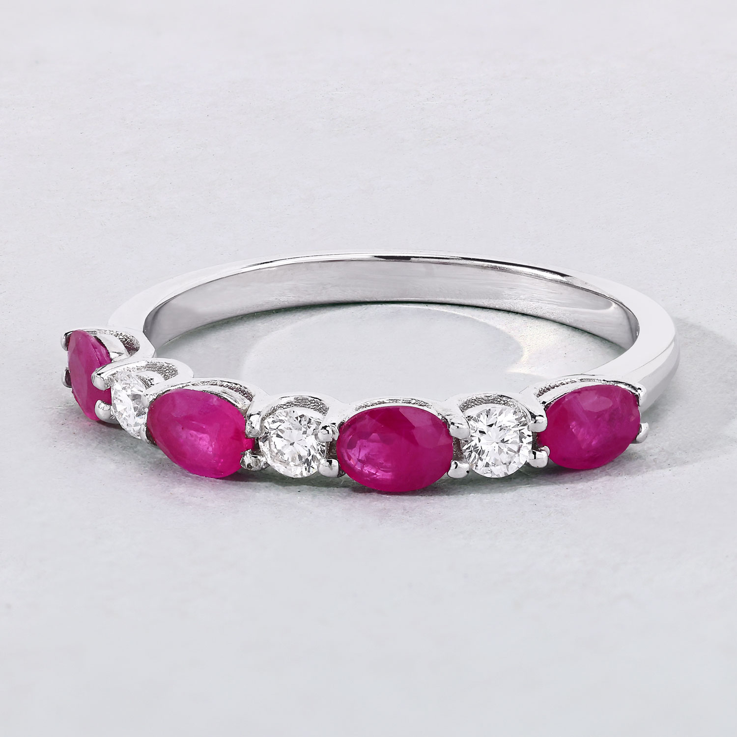 0.98 Carat Genuine Mozambique Ruby and Lab Grown Diamond .925 Sterling Silver Ring 0.98 C.T.W Sterling Silver - view 6