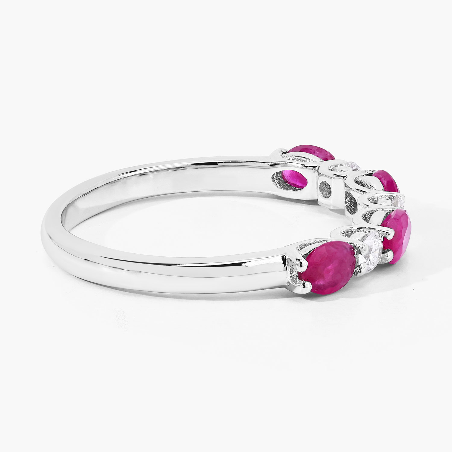 0.98 Carat Genuine Mozambique Ruby and Lab Grown Diamond .925 Sterling Silver Ring 0.98 C.T.W Sterling Silver - view 5