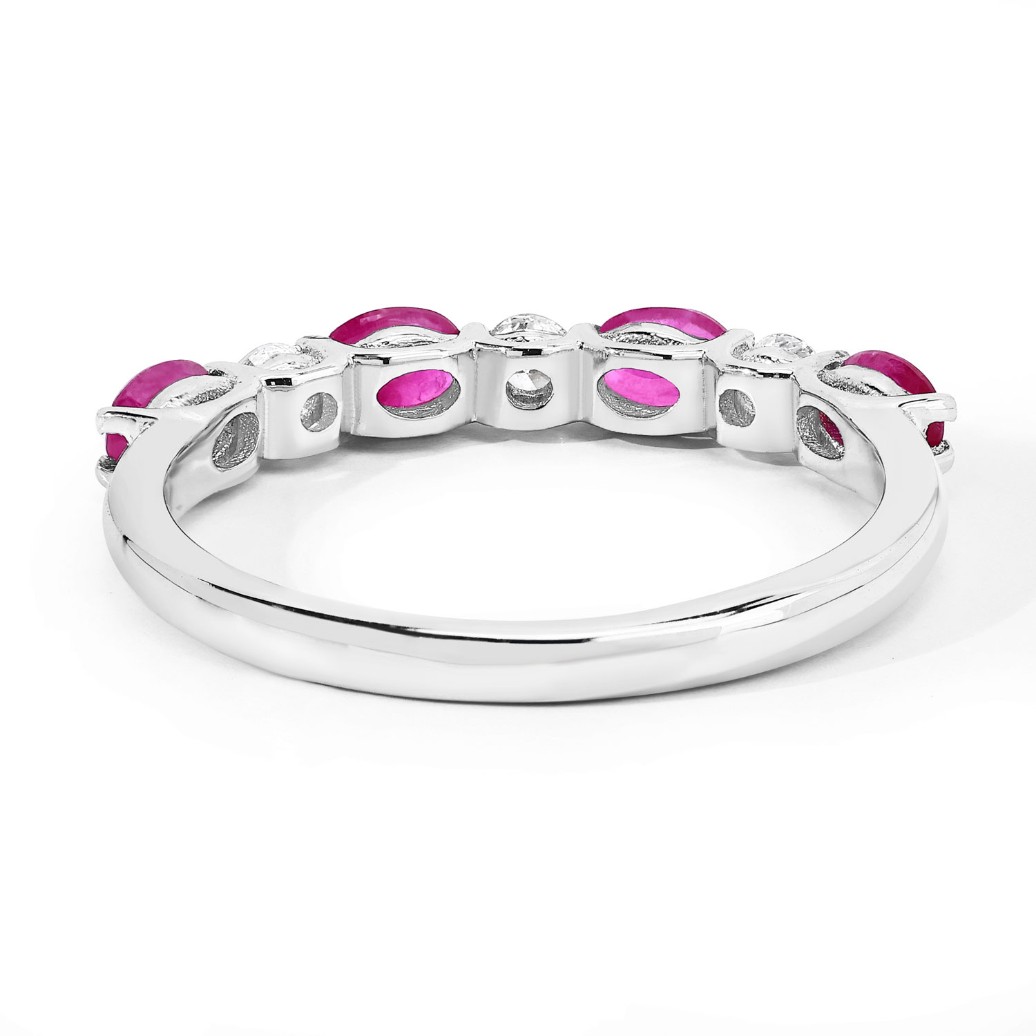 0.98 Carat Genuine Mozambique Ruby and Lab Grown Diamond .925 Sterling Silver Ring 0.98 C.T.W Sterling Silver - view 3
