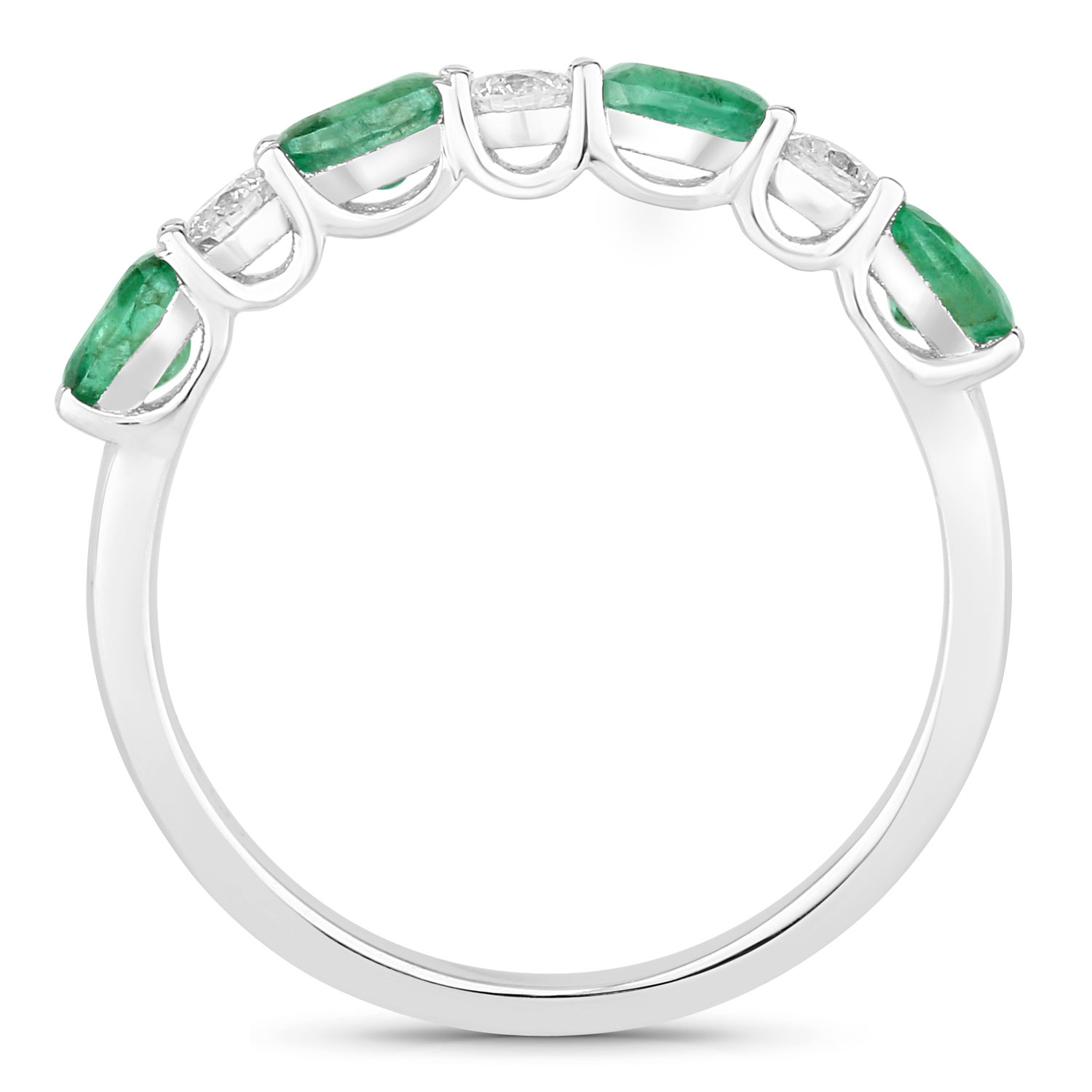 0.78 Carat Genuine Zambian Emerald and Lab Grown Diamond .925 Sterling Silver Ring 0.78 C.T.W Sterling Silver - view 6