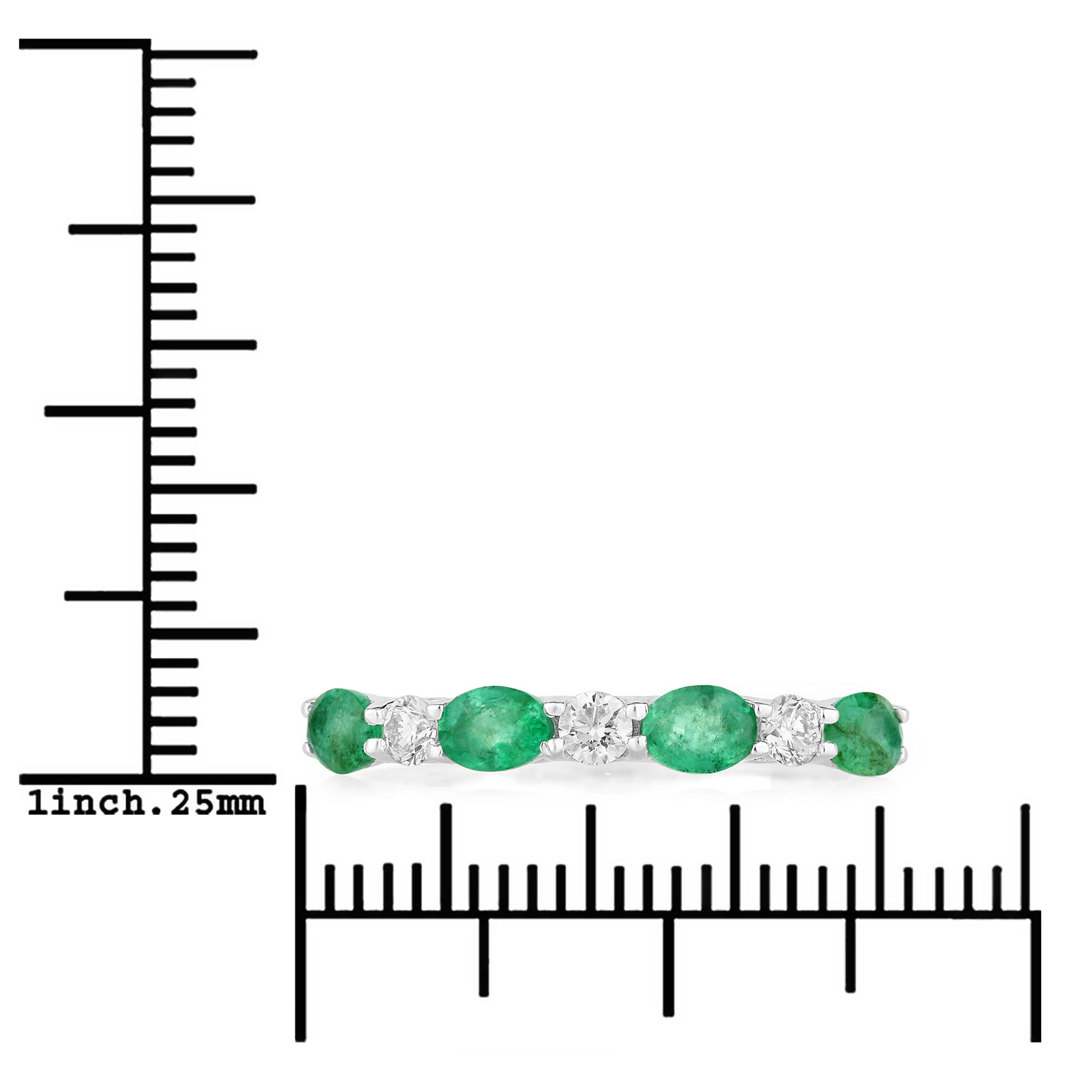 0.78 Carat Genuine Zambian Emerald and Lab Grown Diamond .925 Sterling Silver Ring 0.78 C.T.W Sterling Silver - view 7