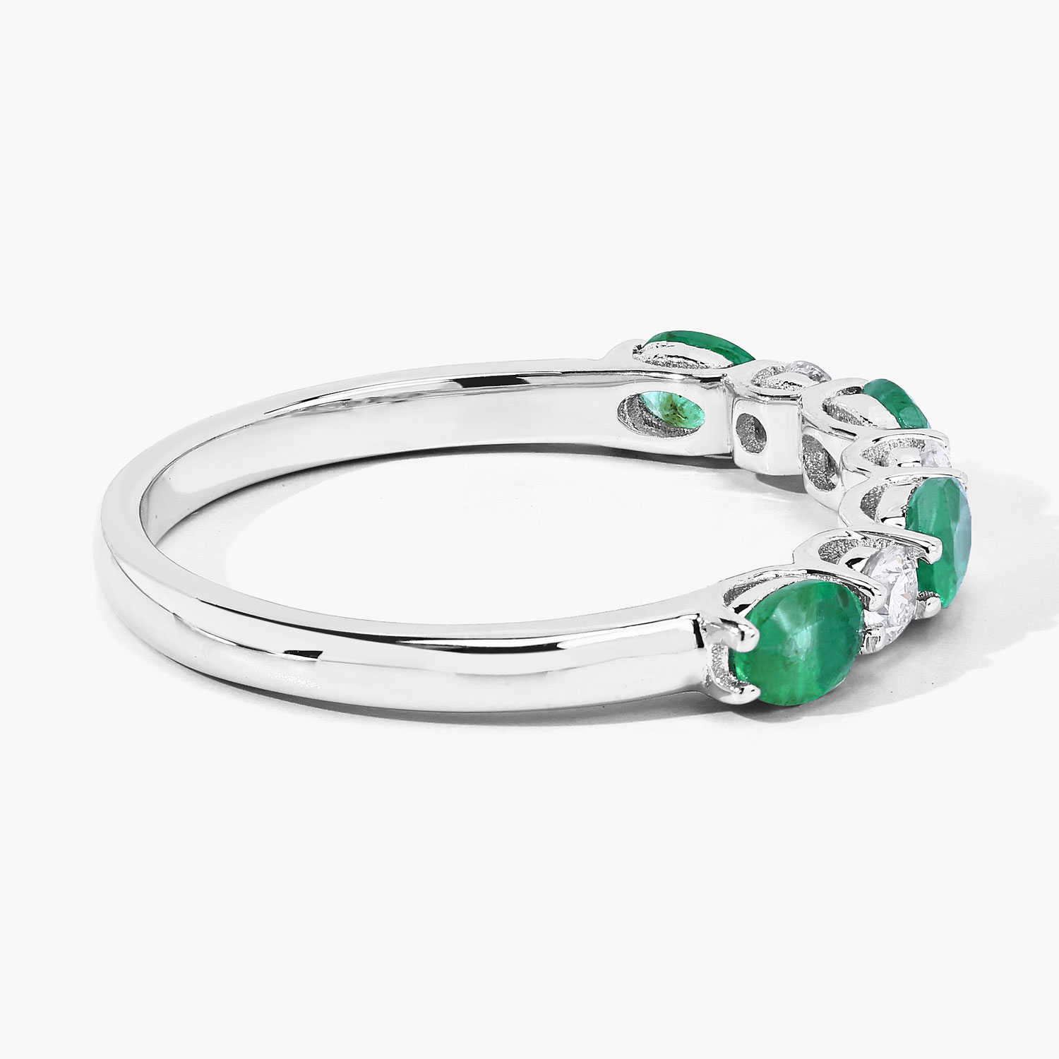 0.78 Carat Genuine Zambian Emerald and Lab Grown Diamond .925 Sterling Silver Ring 0.78 C.T.W Sterling Silver - view 5