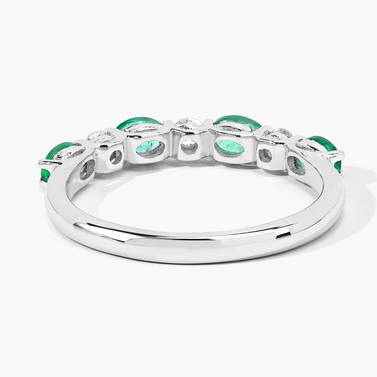 0.78 Carat Genuine Zambian Emerald and Lab Grown Diamond .925 Sterling Silver Ring 0.78 C.T.W Sterling Silver - view 4