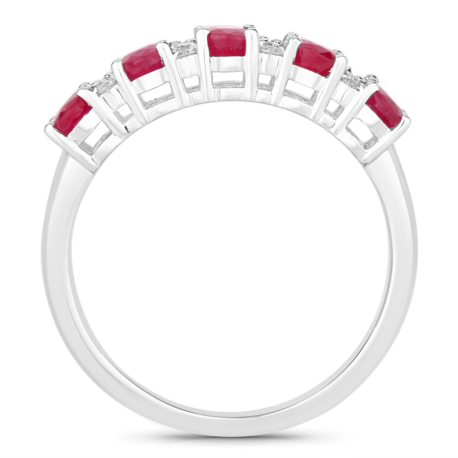 1.27 Carat Genuine Mozambique Ruby and Lab Grown Diamond .925 Sterling Silver Ring 1.27 C.T.W Sterling Silver - view 2