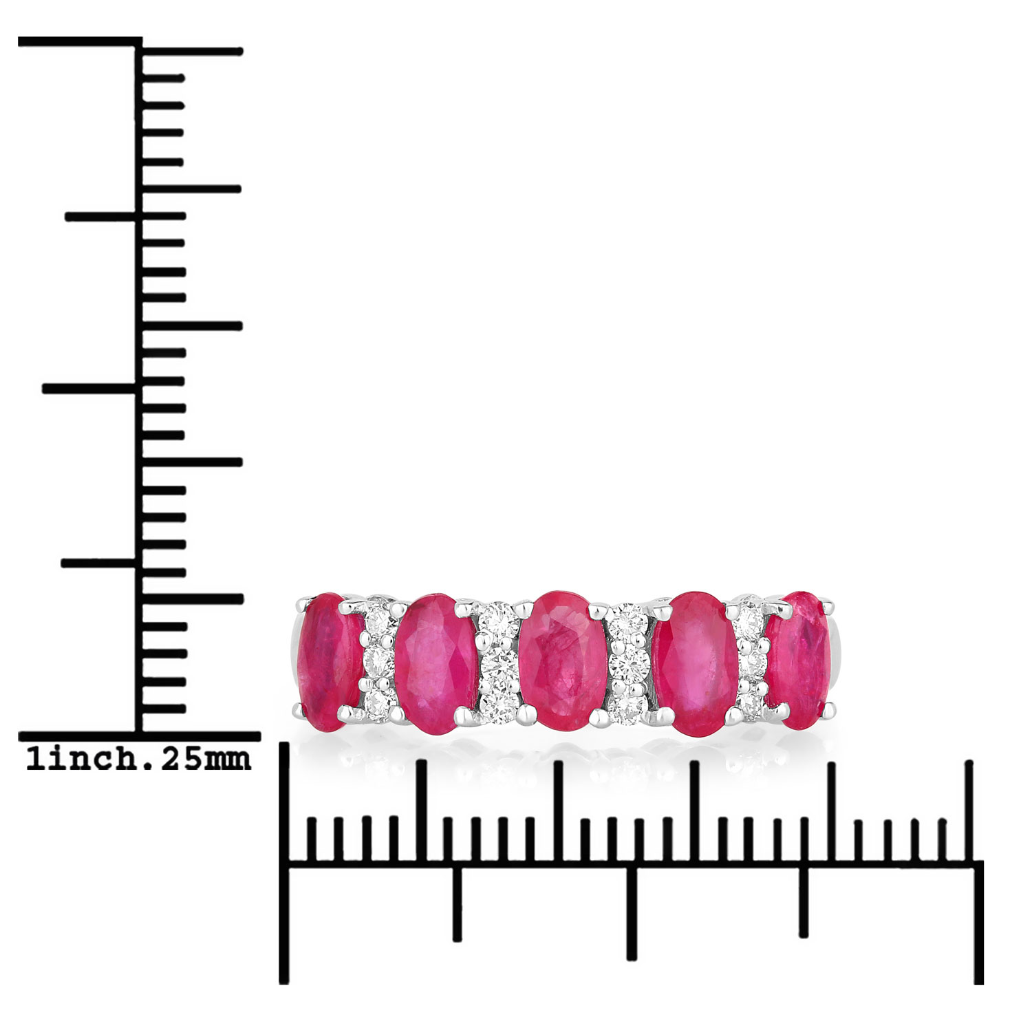 1.27 Carat Genuine Mozambique Ruby and Lab Grown Diamond .925 Sterling Silver Ring 1.27 C.T.W Sterling Silver - view 3