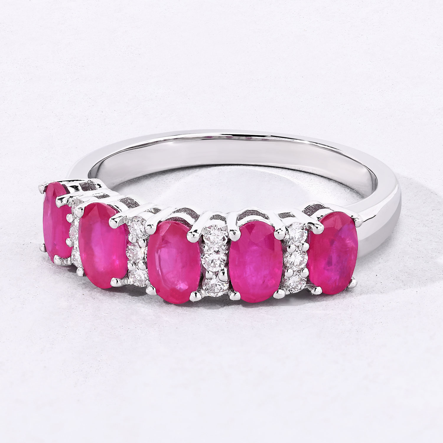 1.27 Carat Genuine Mozambique Ruby and Lab Grown Diamond .925 Sterling Silver Ring 1.27 C.T.W Sterling Silver - view 5