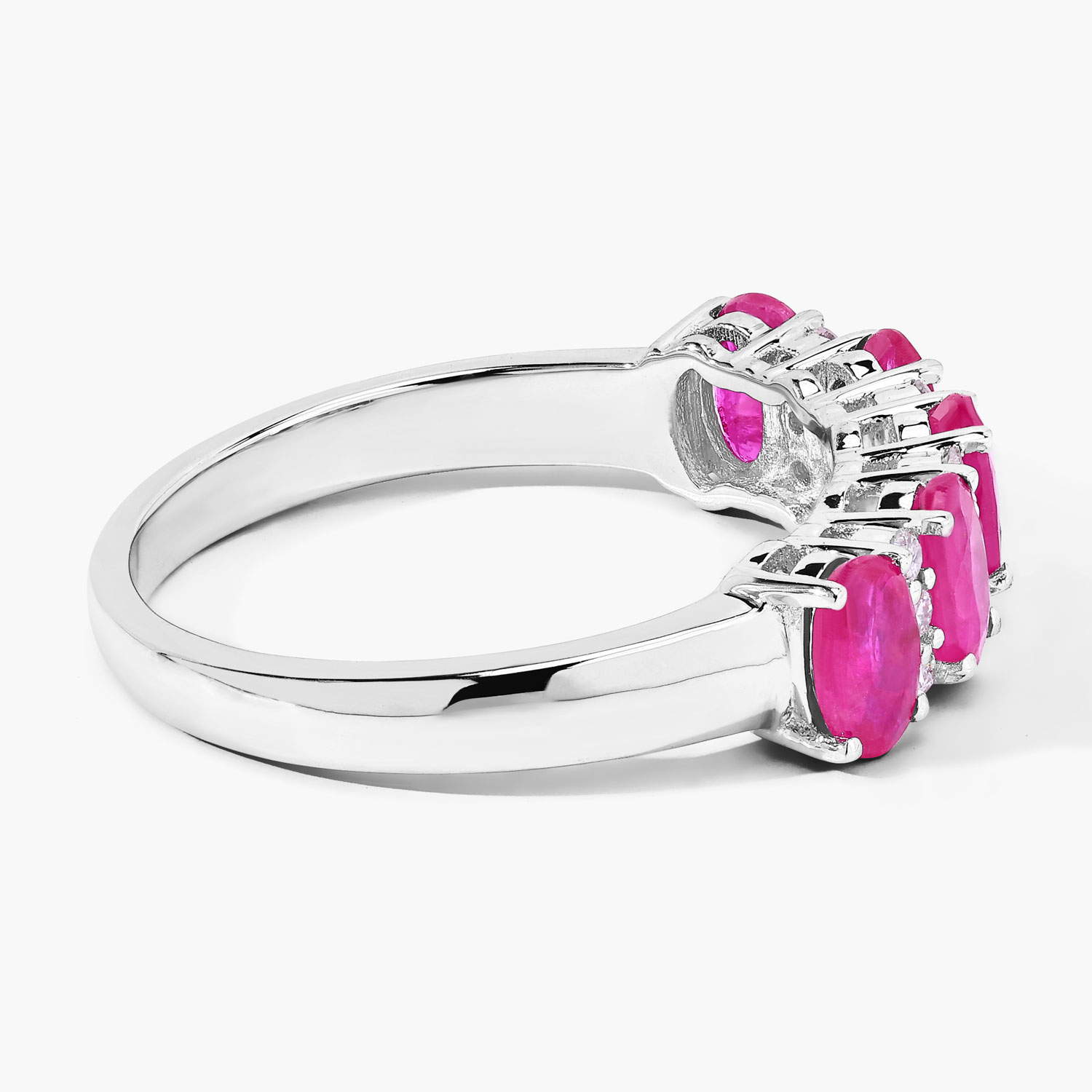 1.27 Carat Genuine Mozambique Ruby and Lab Grown Diamond .925 Sterling Silver Ring 1.27 C.T.W Sterling Silver - view 4