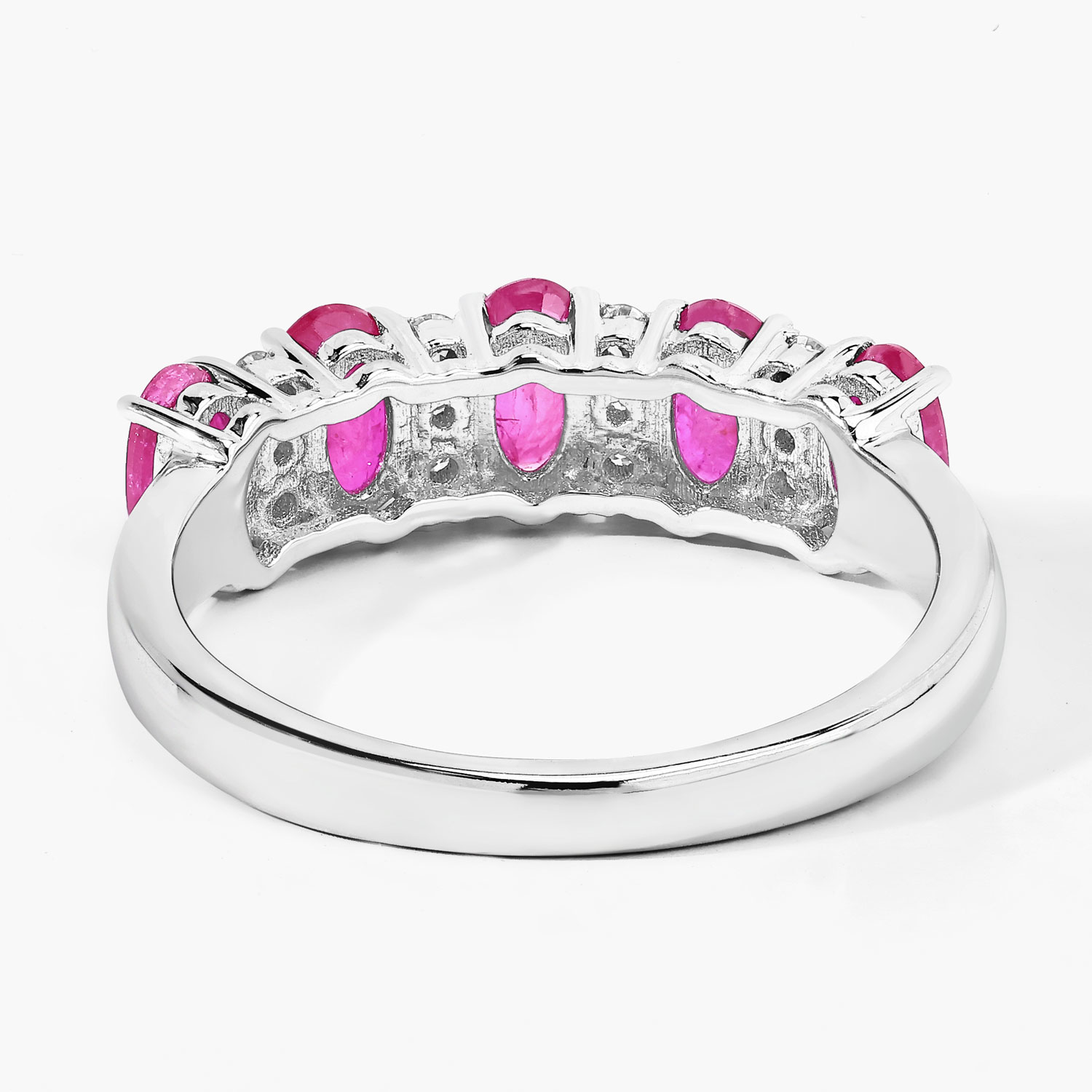 1.27 Carat Genuine Mozambique Ruby and Lab Grown Diamond .925 Sterling Silver Ring 1.27 C.T.W Sterling Silver - view 6