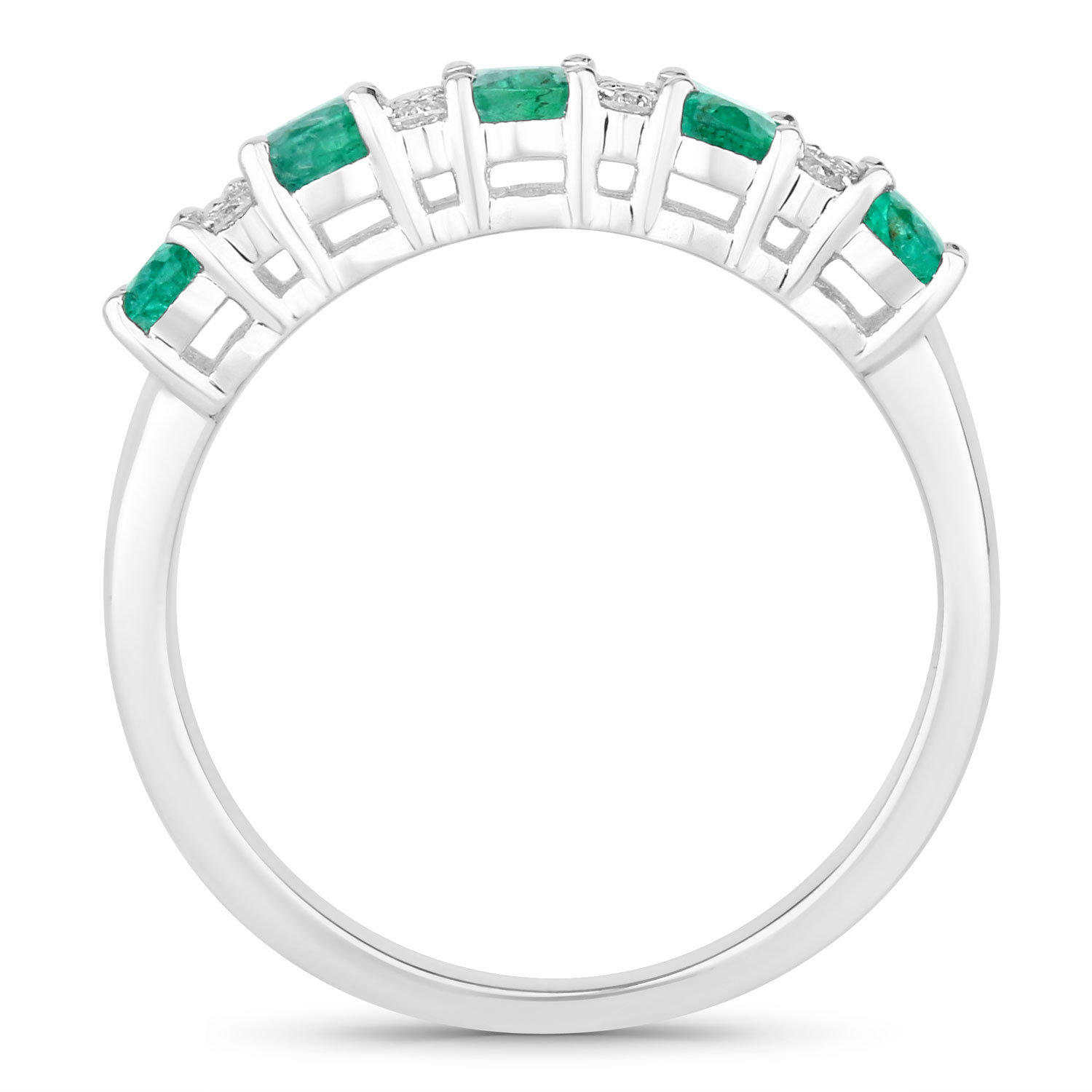 1.12 Carat Genuine Zambian Emerald and Lab Grown Diamond .925 Sterling Silver Ring 1.12 C.T.W Sterling Silver - view 6