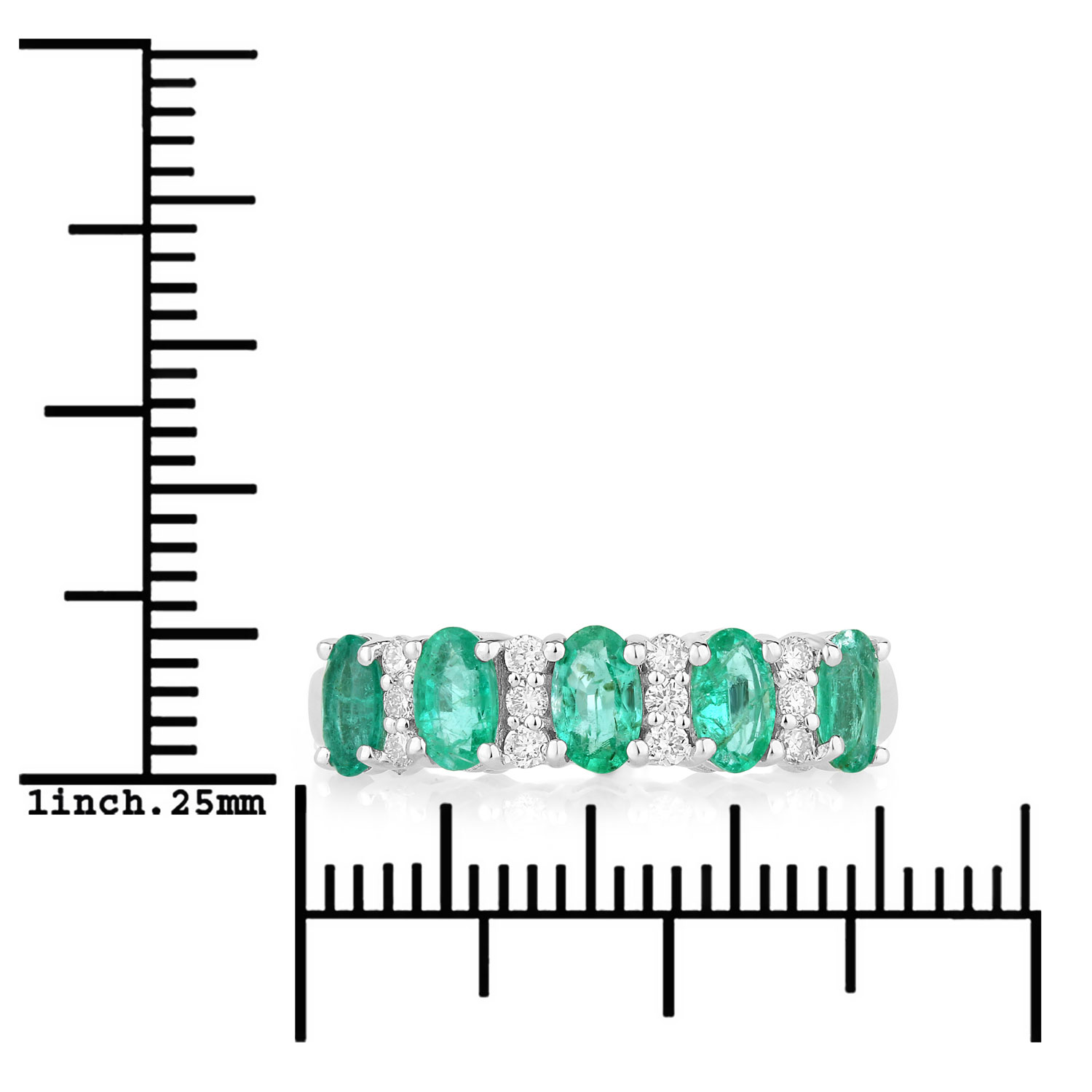 1.12 Carat Genuine Zambian Emerald and Lab Grown Diamond .925 Sterling Silver Ring 1.12 C.T.W Sterling Silver - view 5
