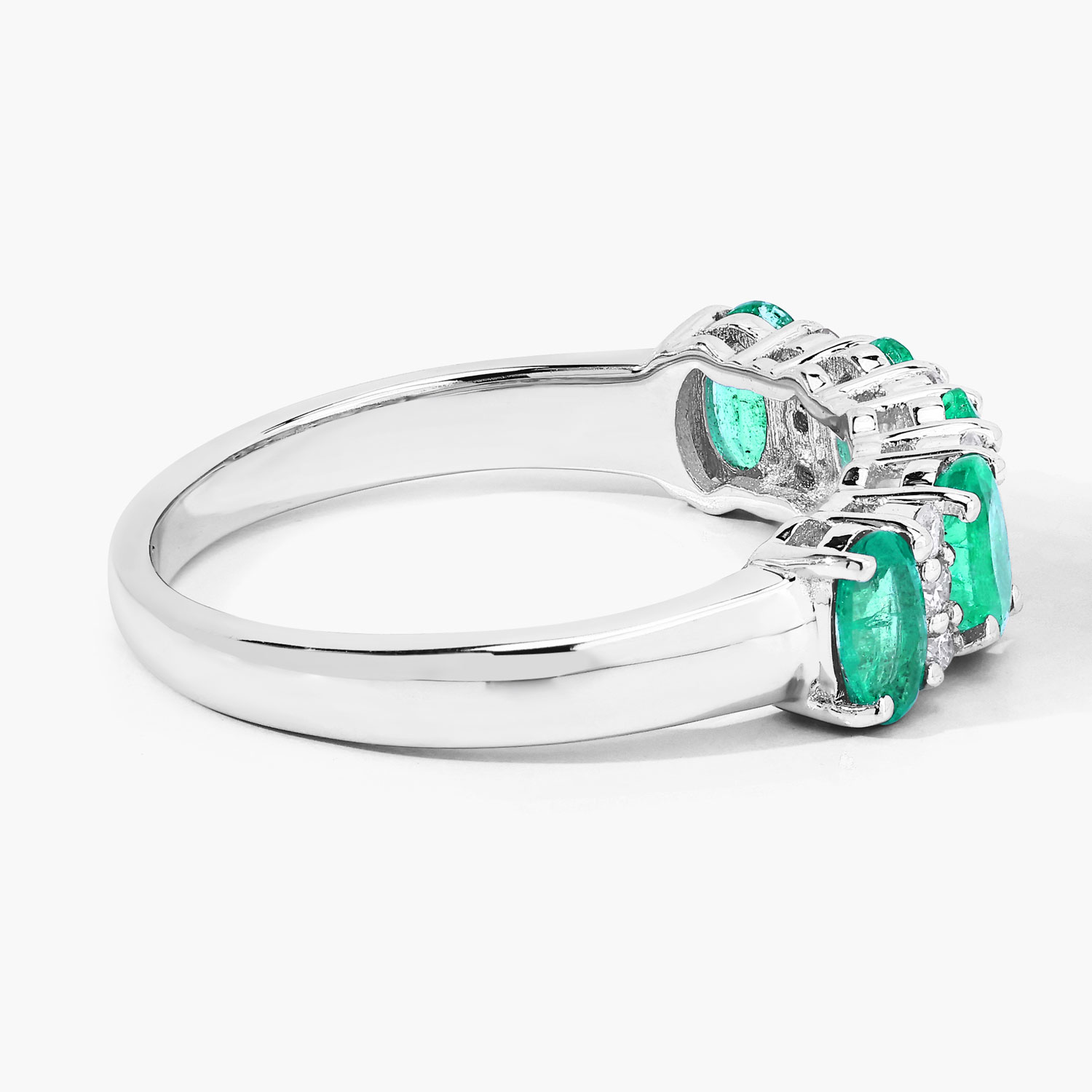1.12 Carat Genuine Zambian Emerald and Lab Grown Diamond .925 Sterling Silver Ring 1.12 C.T.W Sterling Silver - view 7