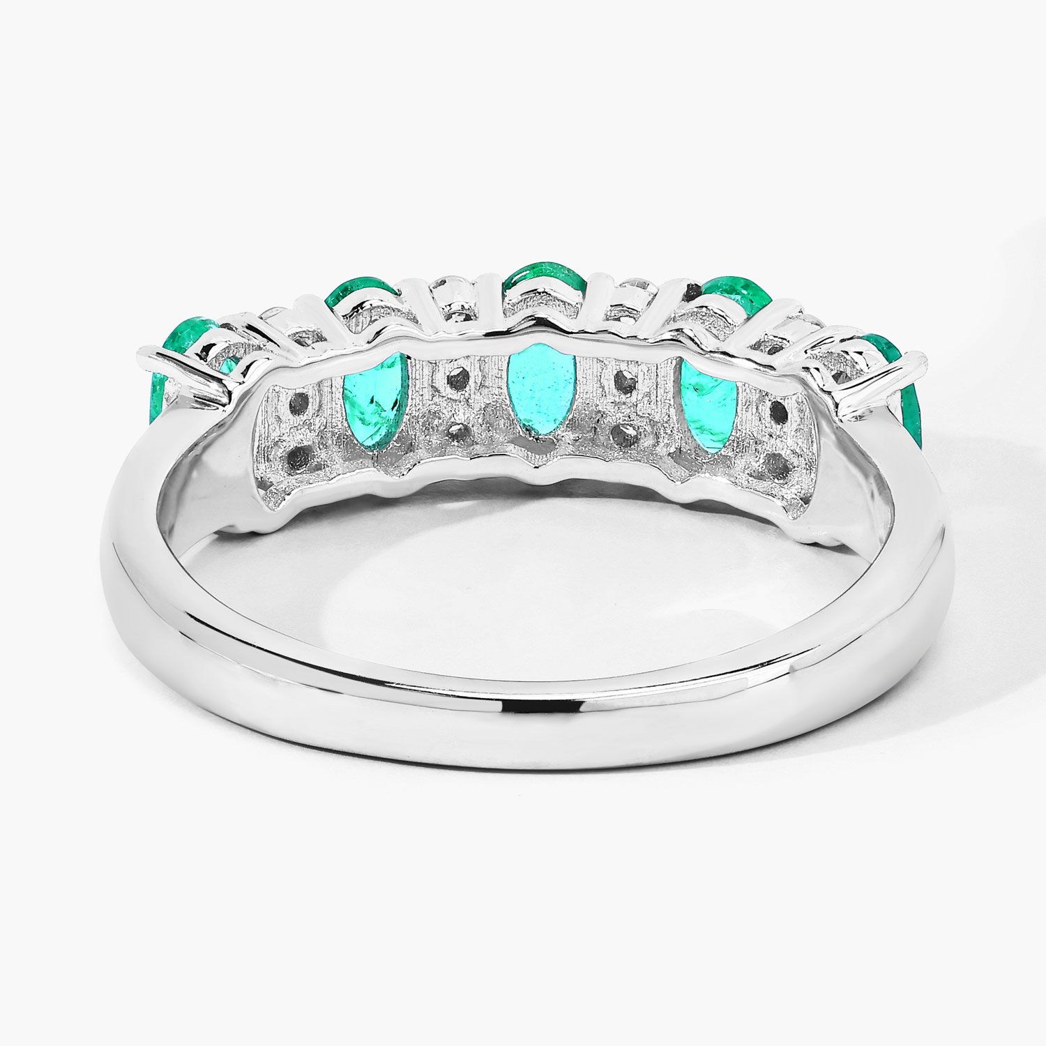 1.12 Carat Genuine Zambian Emerald and Lab Grown Diamond .925 Sterling Silver Ring 1.12 C.T.W Sterling Silver - view 4